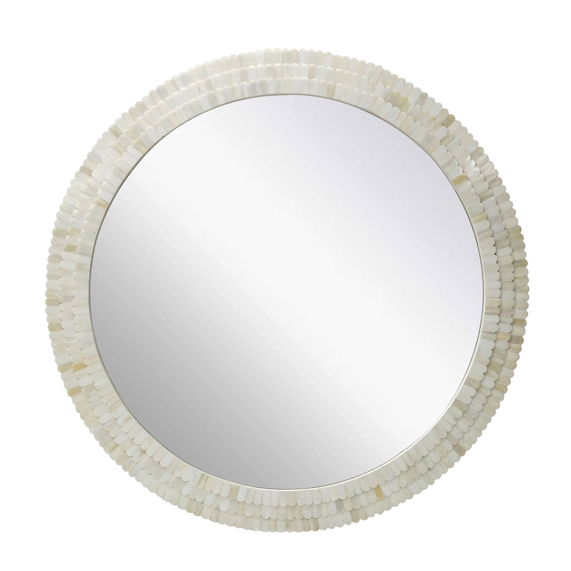Round 35" Wide Scallop Natural Bone Inaly Mirror