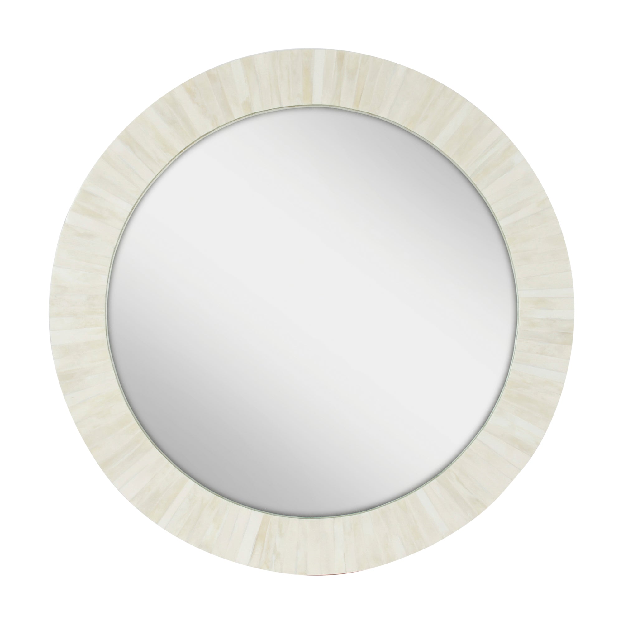 Round 29" Wide Natural Bone Inaly Mirror