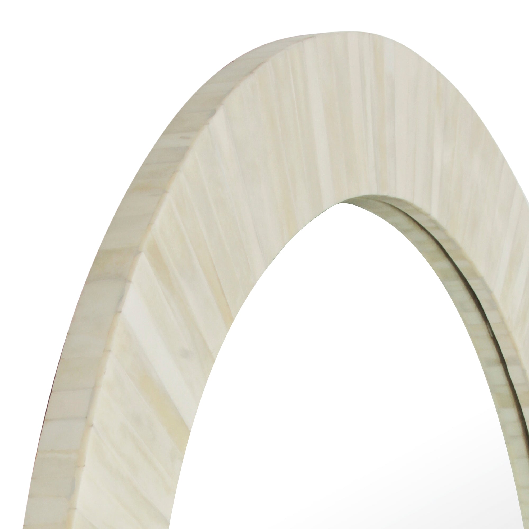 Round 29" Wide Natural Bone Inaly Mirror