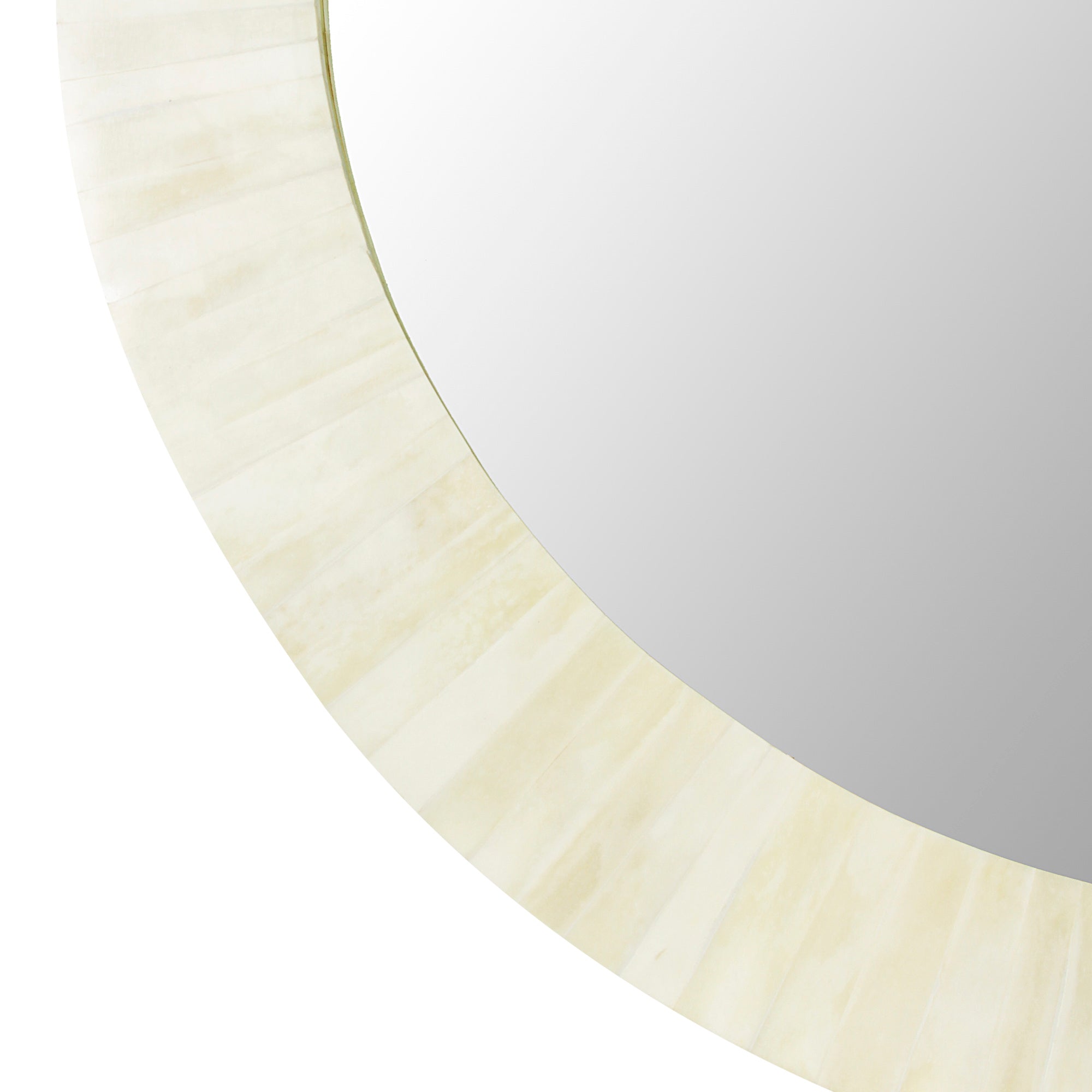 Round 29" Wide Natural Bone Inaly Mirror