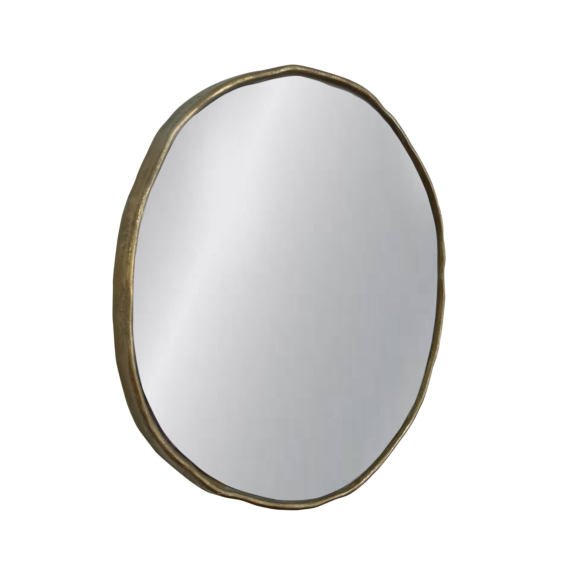 Marni Organic Round Mirror, 29"W, Antique Brass