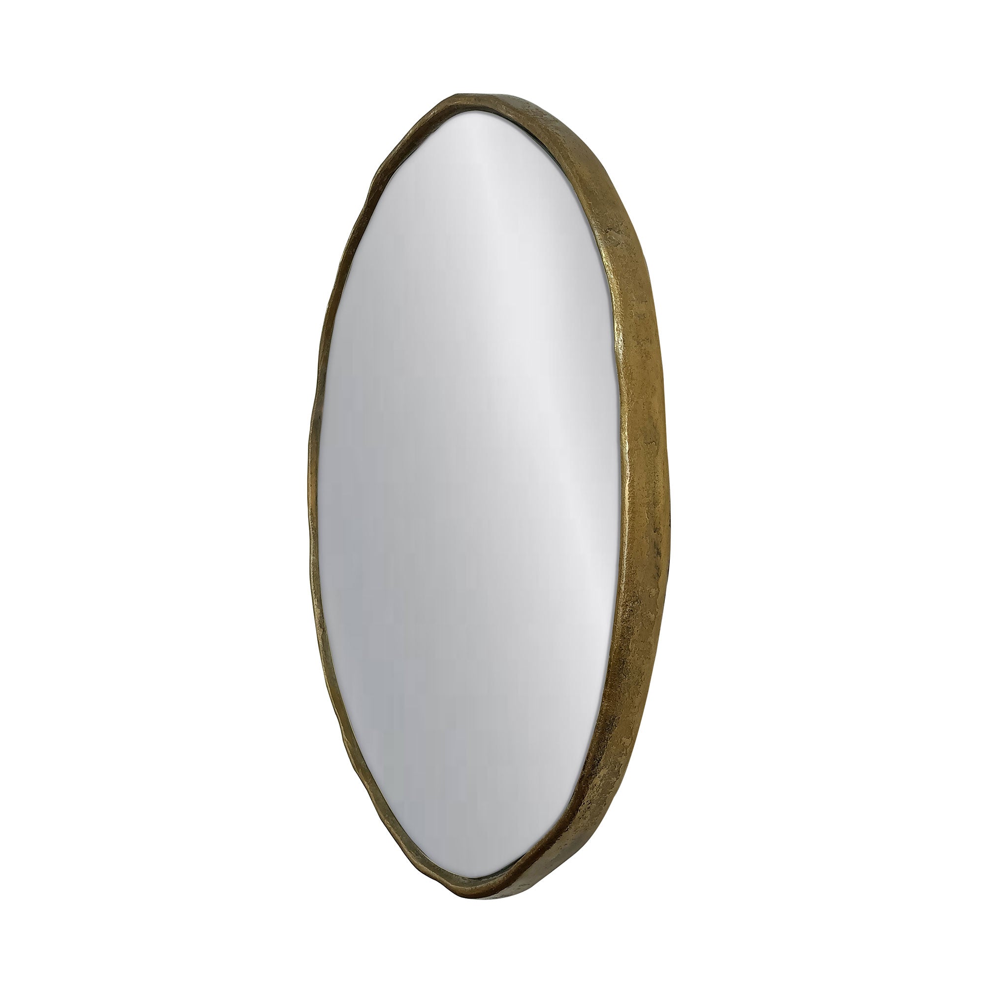 Marni Organic Round Mirror, 29"W, Antique Brass