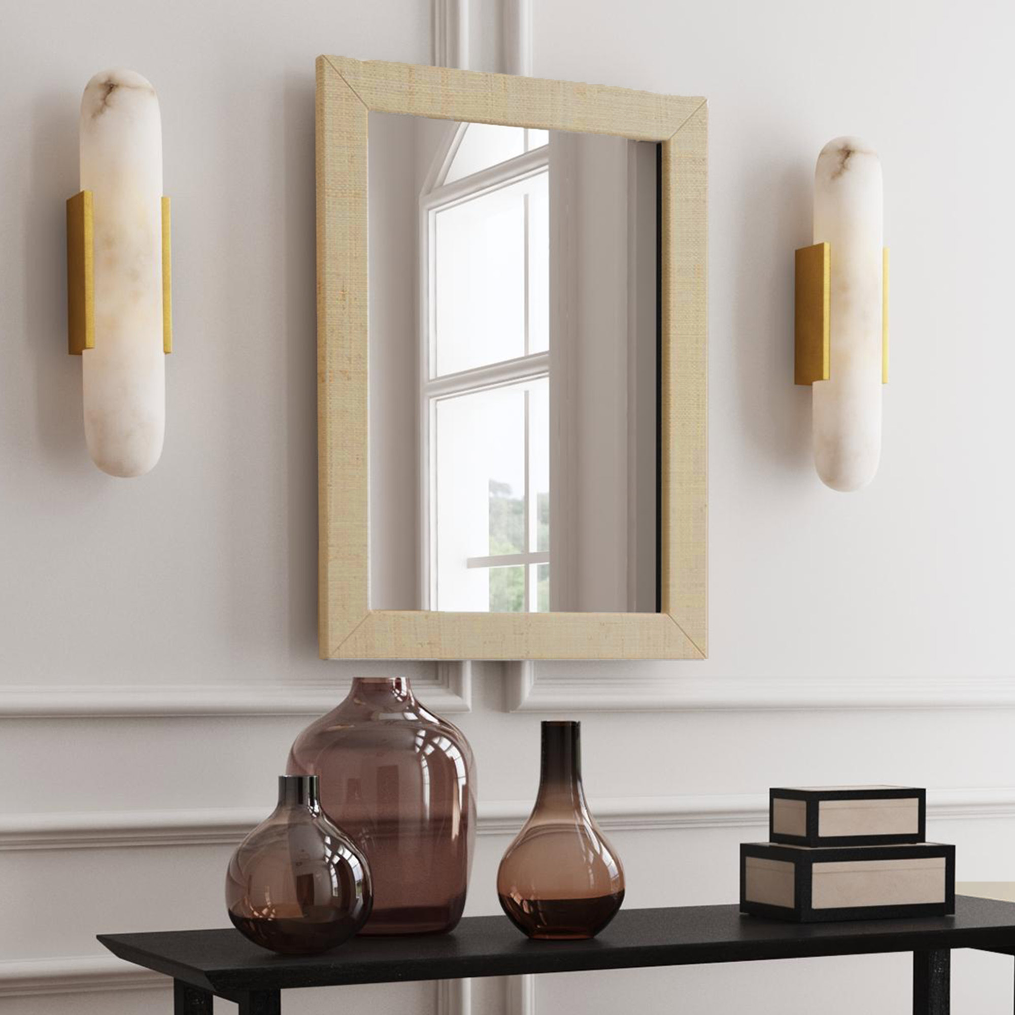 Gia Raffia Wrapped Mirror