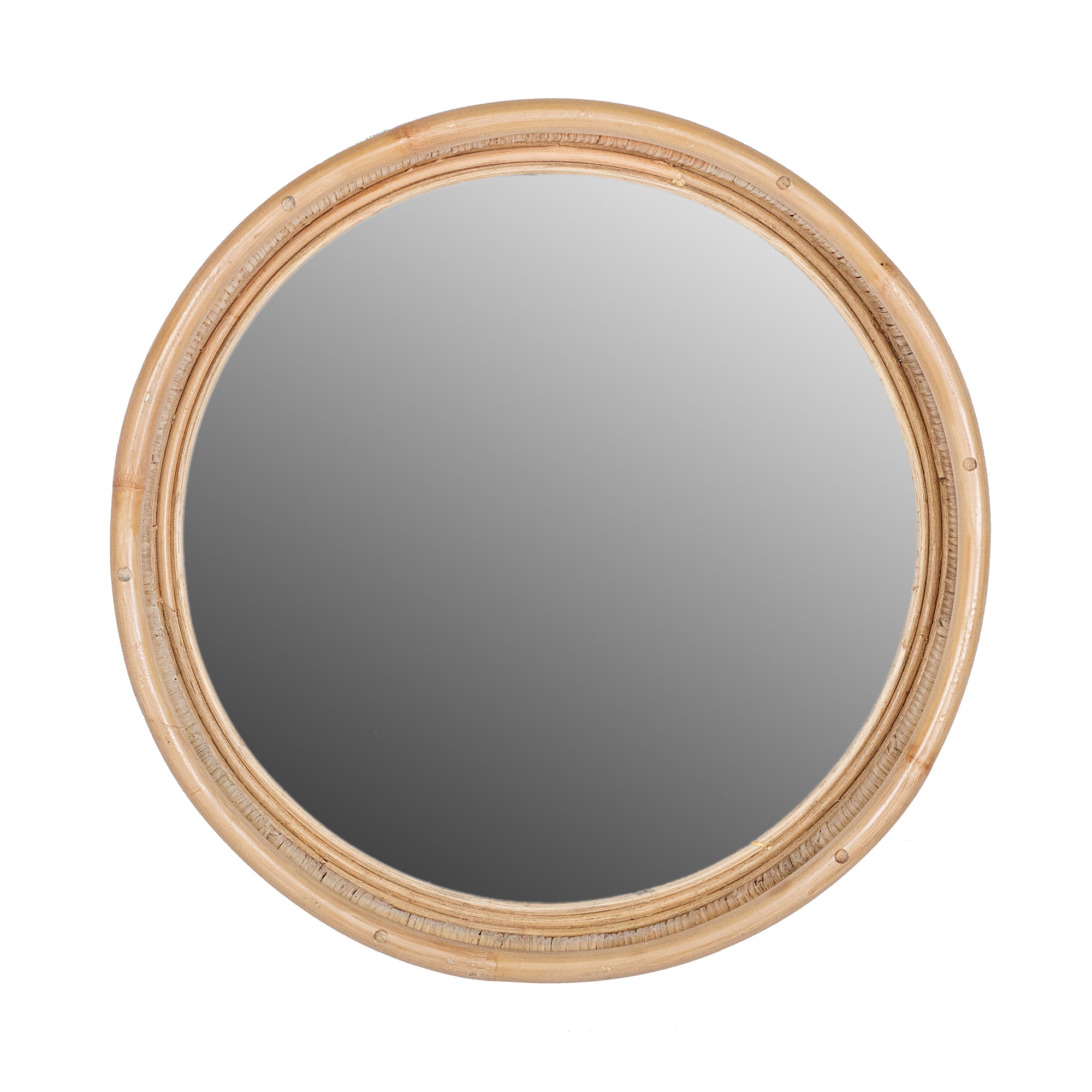 Round 30" Wide Natural Rattan Mirror