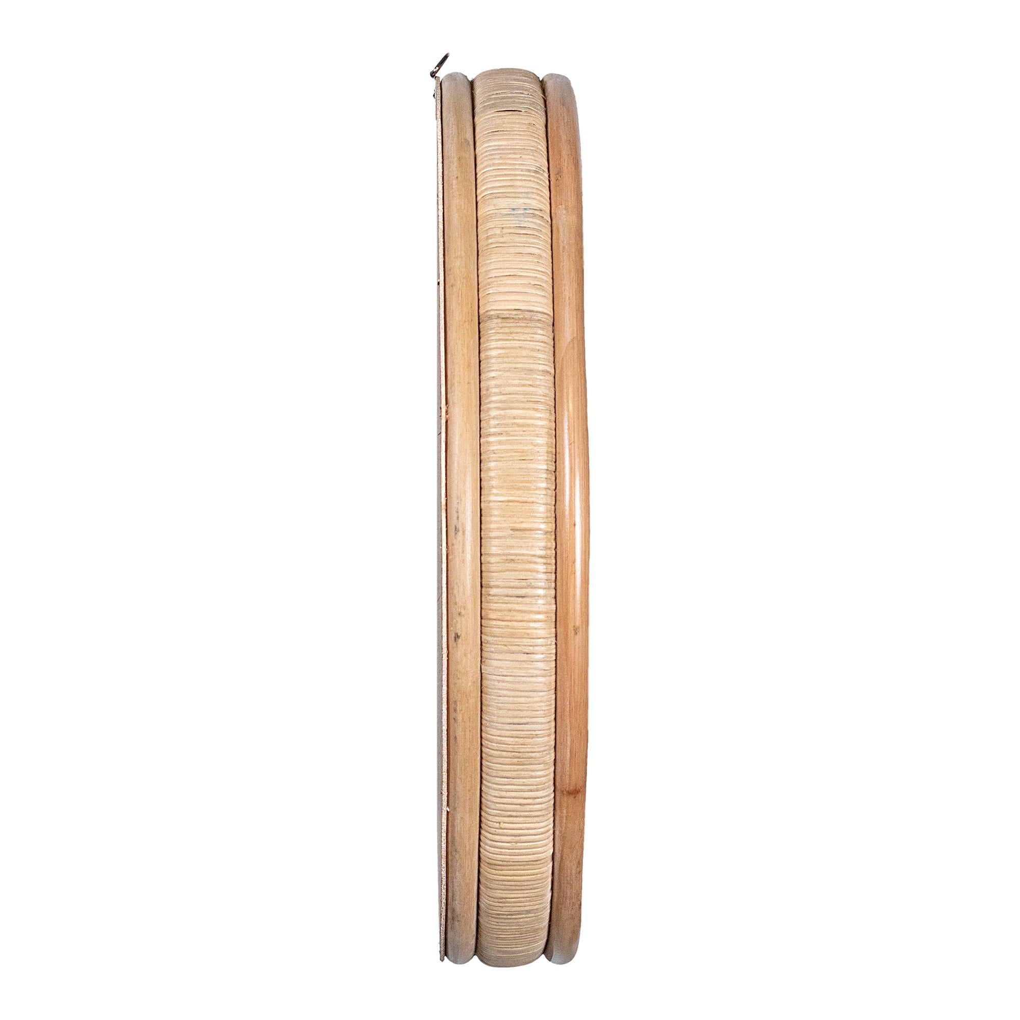 Round 30" Wide Natural Rattan Mirror