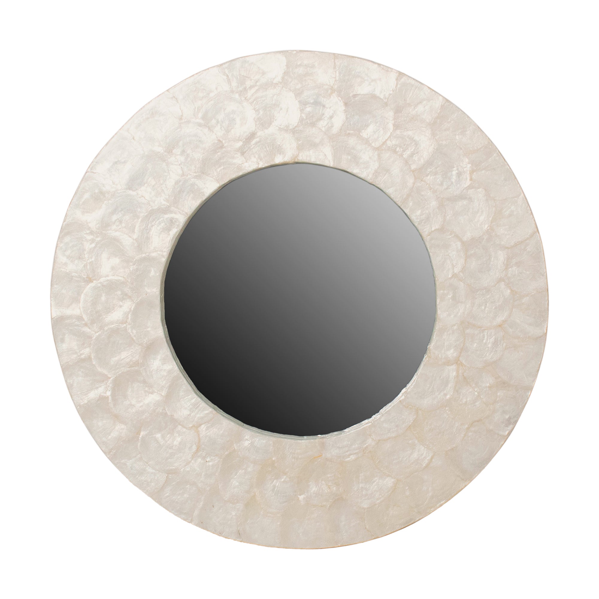 Round 27" Wide Natural Capiz Shell Frame Mirror