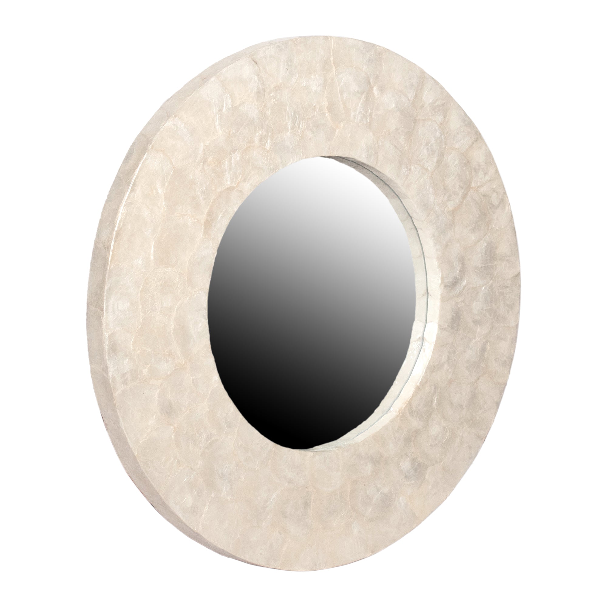 Round 35" Wide Natural Capiz Shell Frame Mirror
