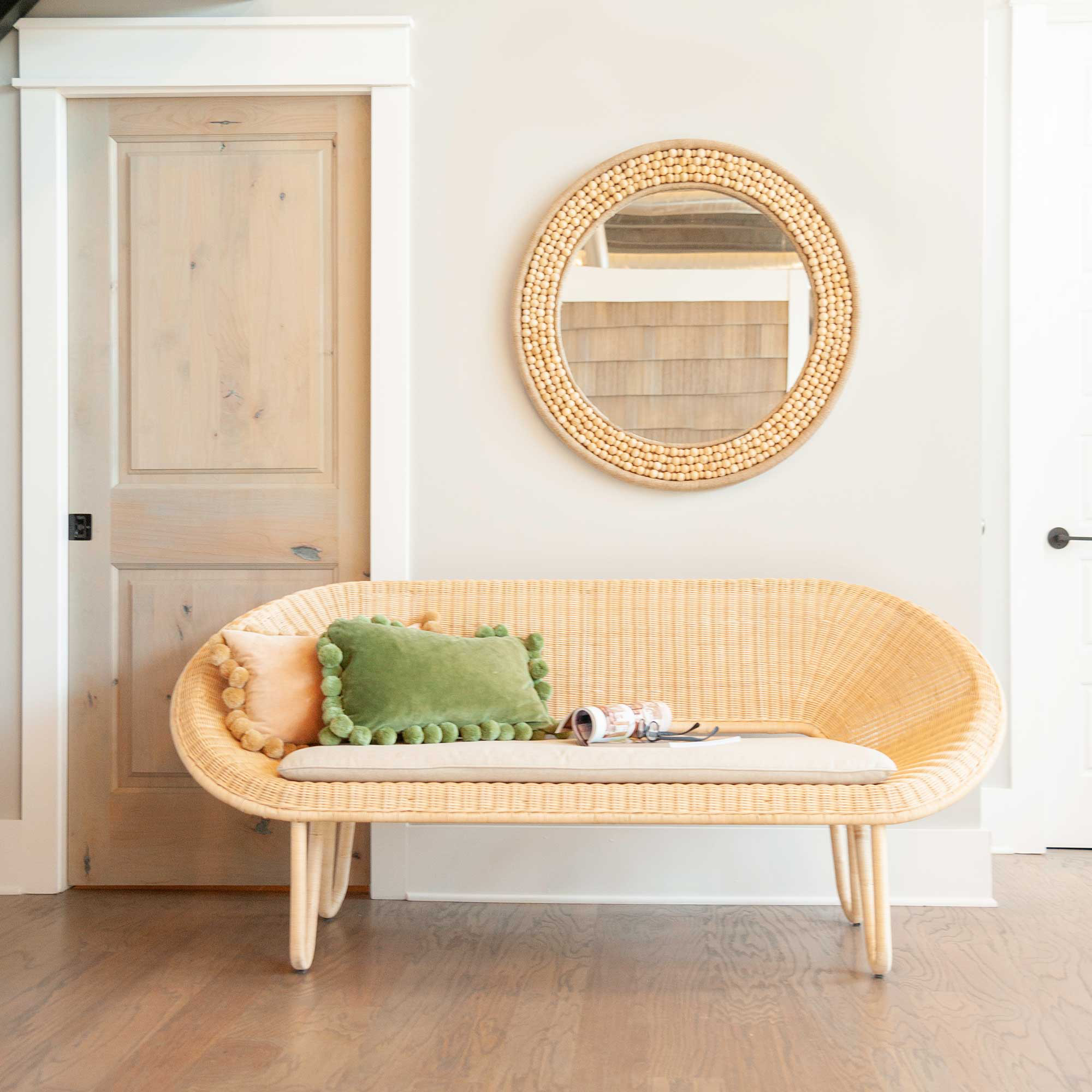 Round 34.5" Wide Wooden Bead Mirror