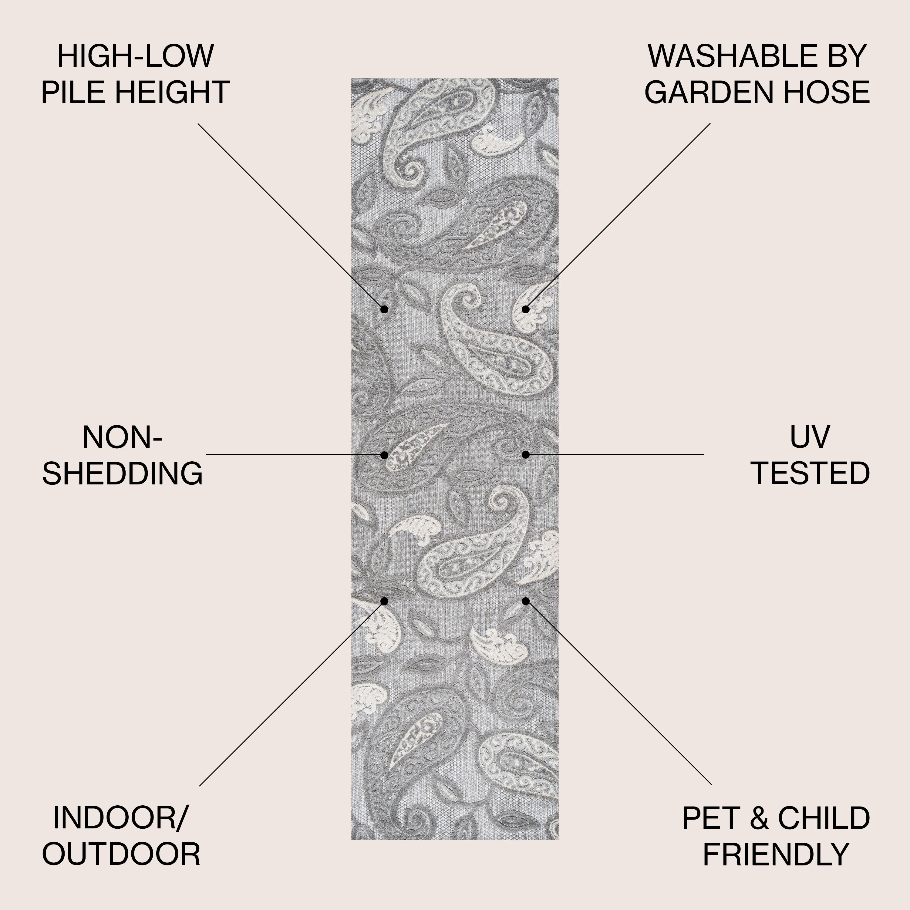 Julien Paisley High-Low Indoor/Outdoor Area Rug