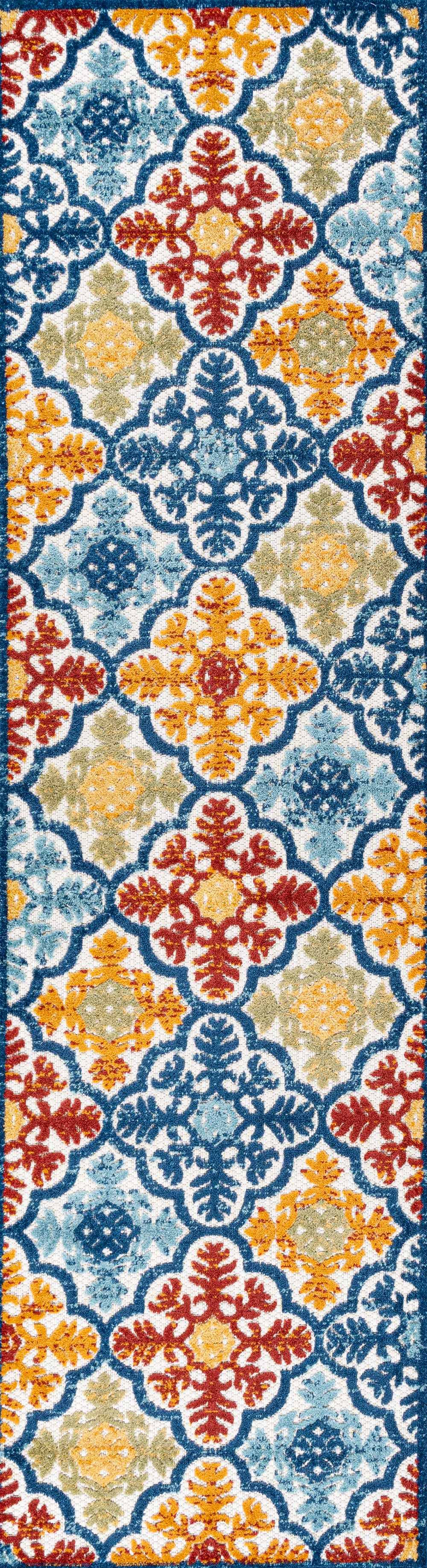 Cassis Ornate Ogee Trellis High-Low Indoor/Outdoor Area Rug