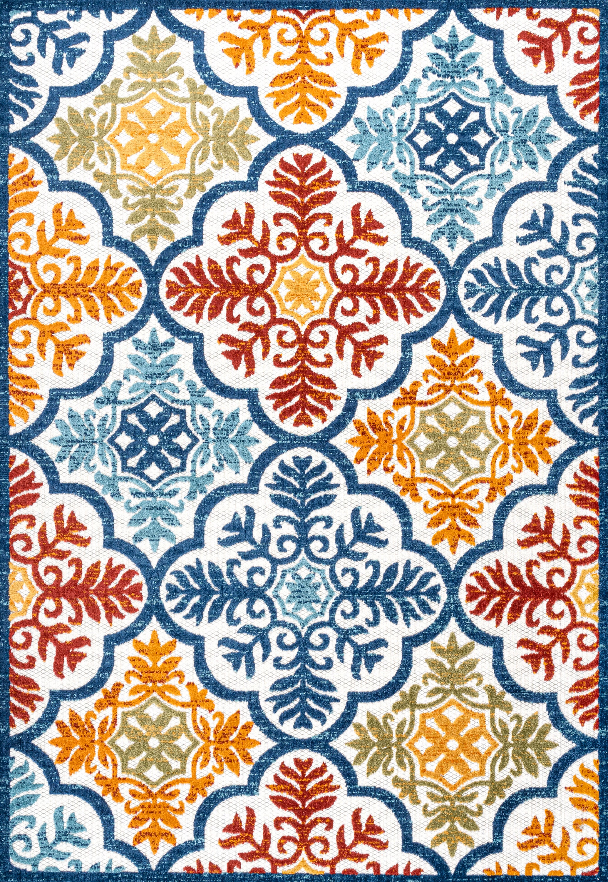 Cassis Ornate Ogee Trellis High-Low Indoor/Outdoor Area Rug