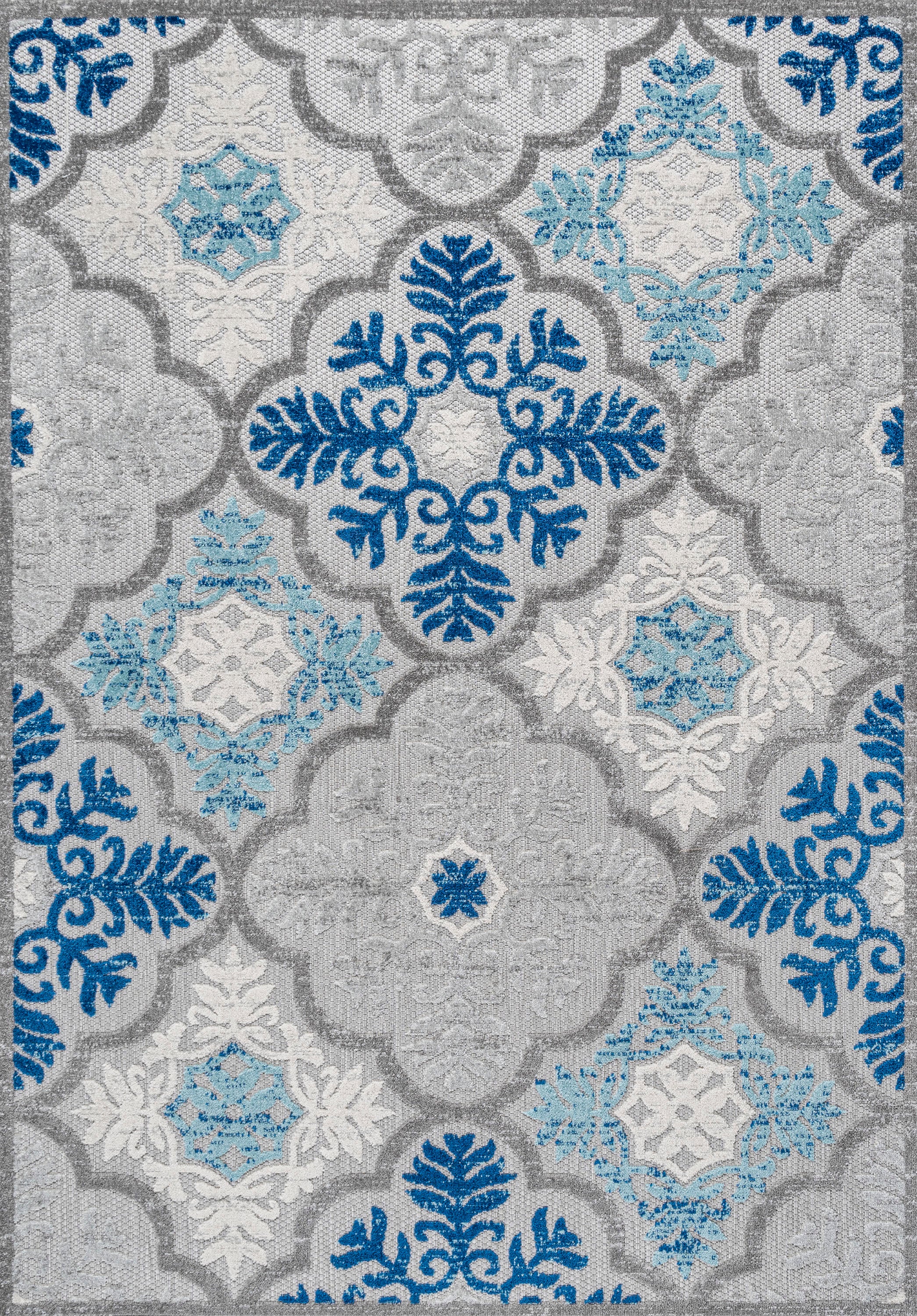 Cassis Ornate Ogee Trellis High-Low Indoor/Outdoor Area Rug