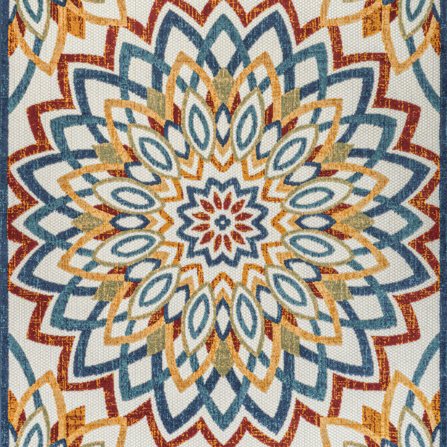 Flora Abstract Bold Mandala High-Low Indoor/Outdoor Area Rug