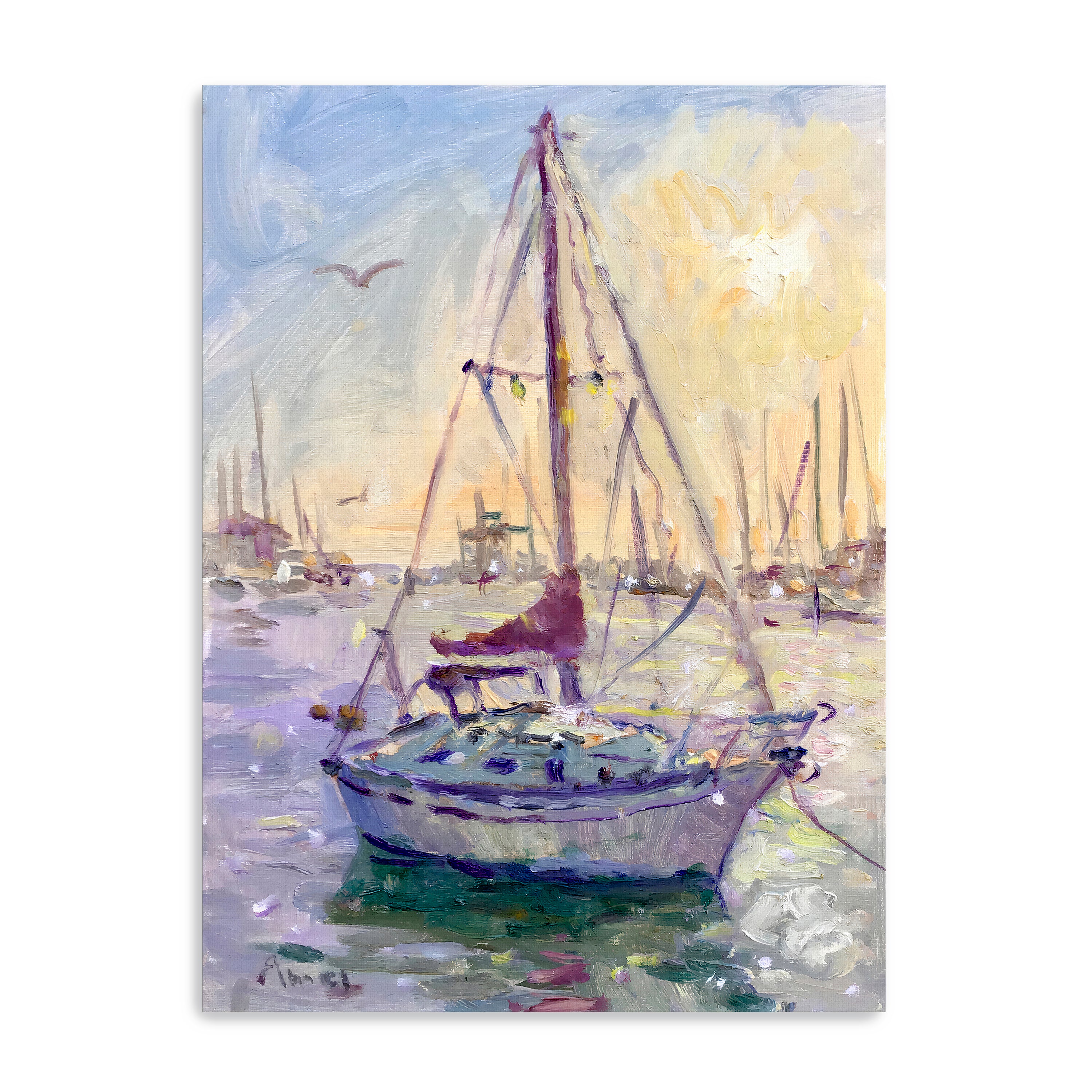Sunset Boat Canvas Giclee