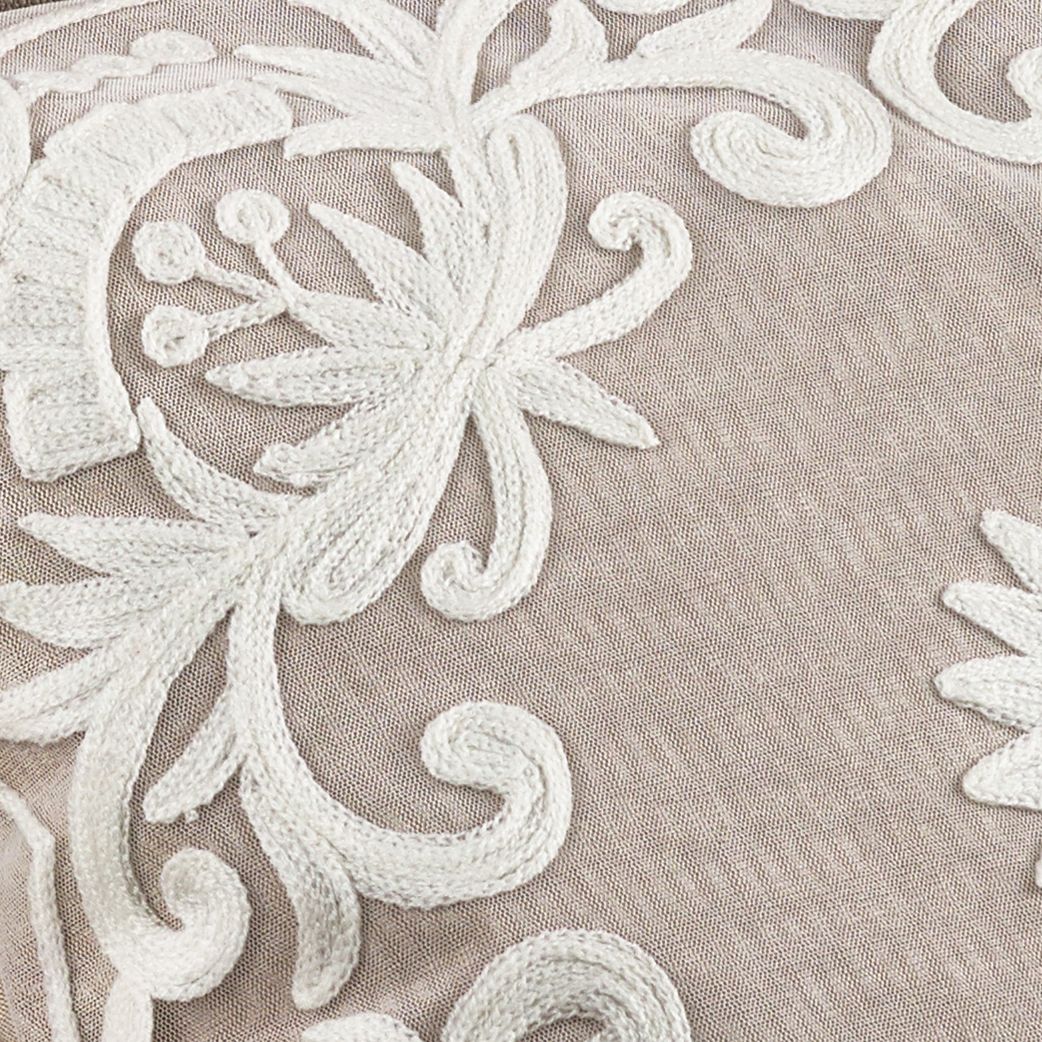 Embroidered Floral Design Cotton Poly Filled Throw Pillow