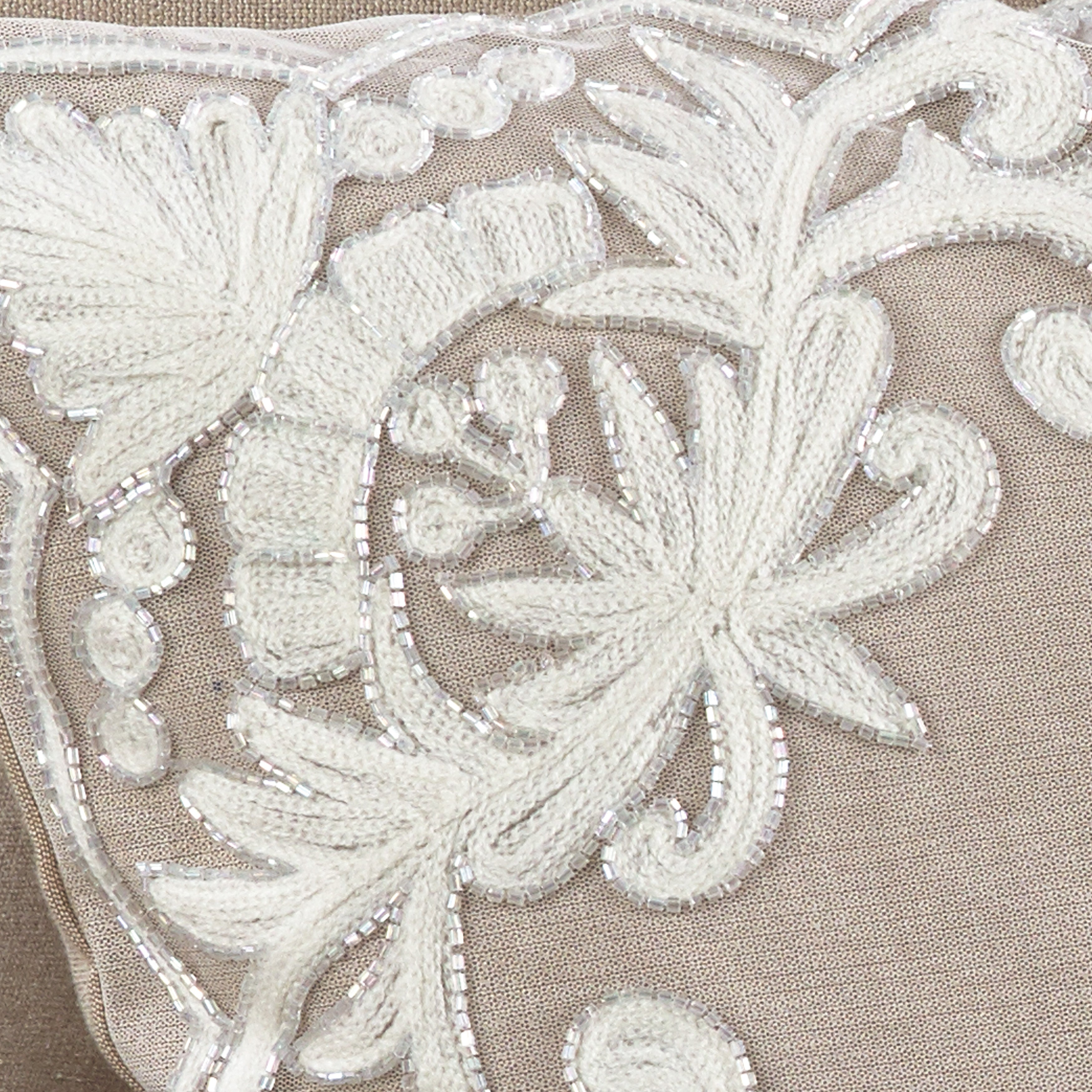 Embroidered Floral Design Cotton Poly Filled Throw Pillow, 18 x 18