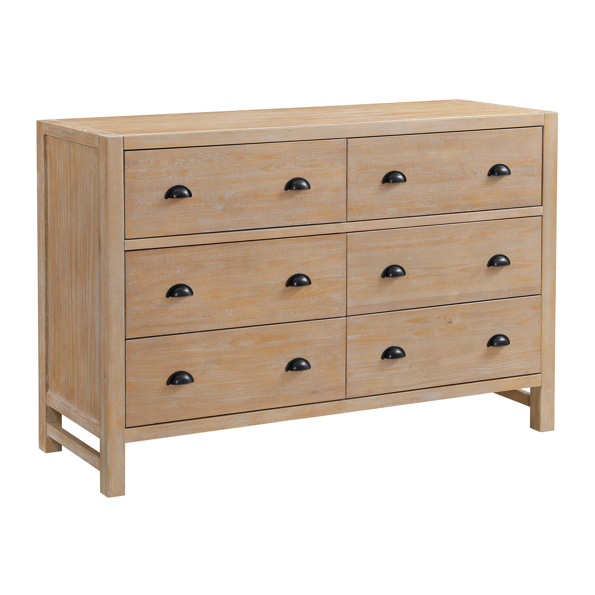 Arden 4-Piece Wood Bedroom Set with Bed, 2-Drawer Nightstand with open shelf, 5-Drawer Chest, 6-Drawer Dresser