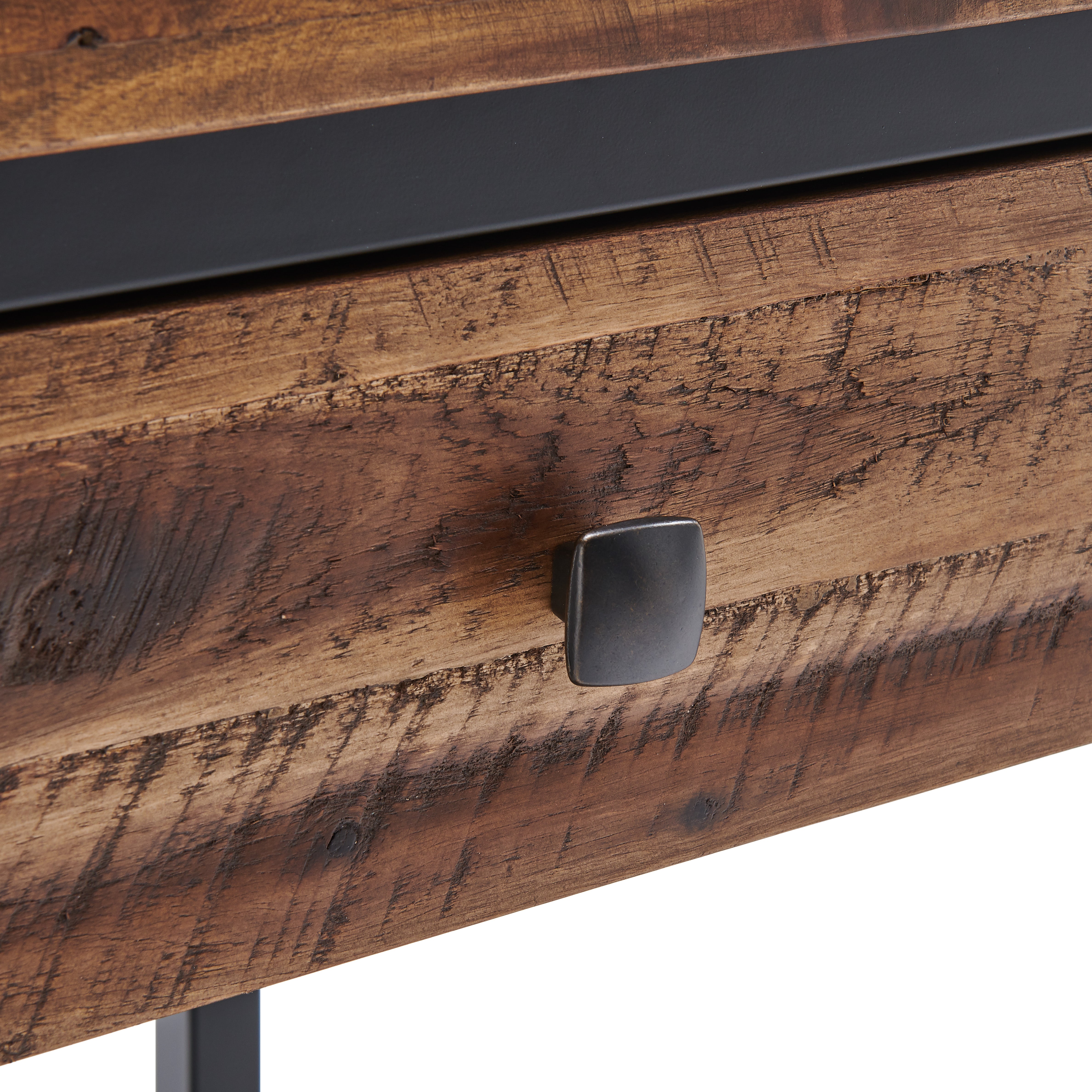 Claremont Rustic Wood End Table with Drawer and Low Shelf