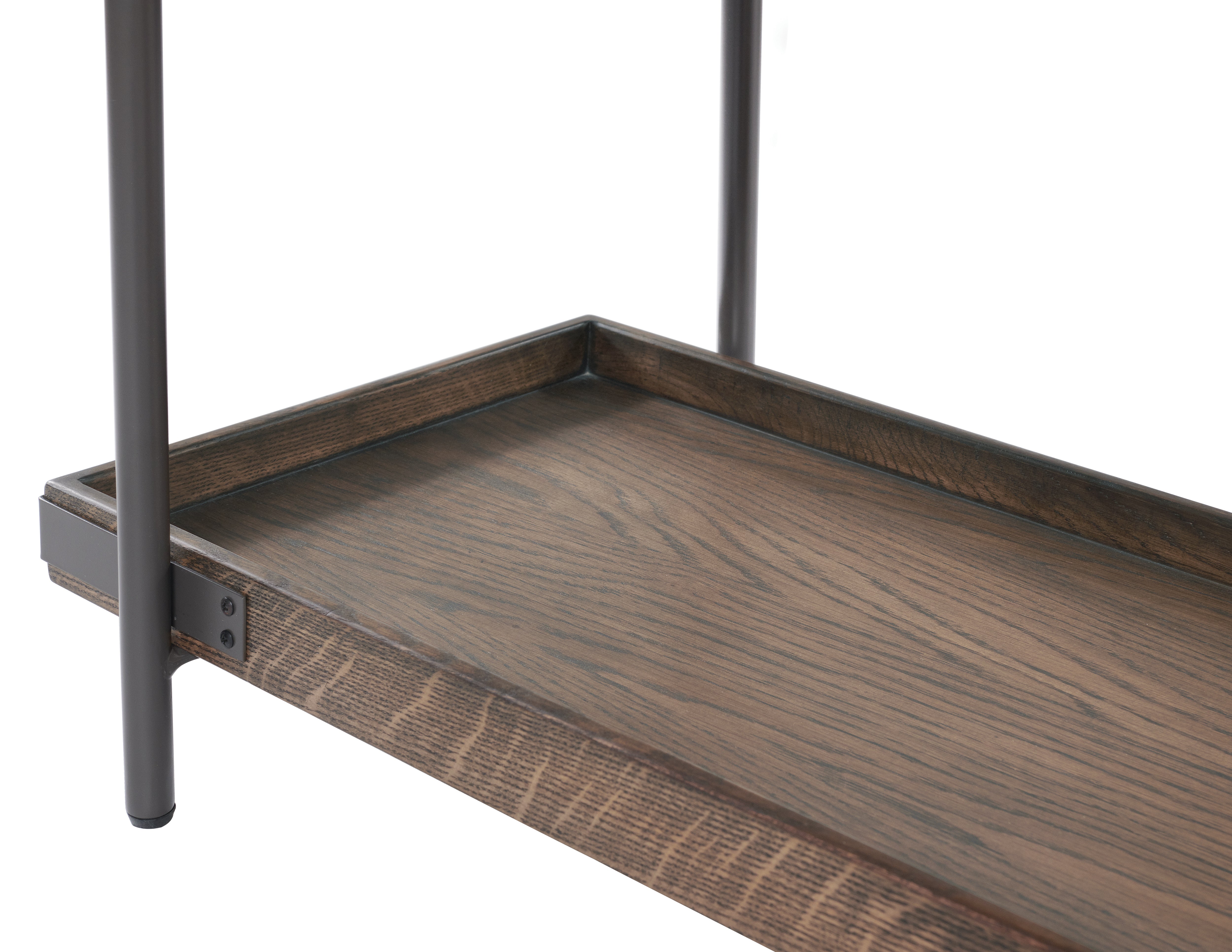Kyra 3-Piece Oak and Metal Living Room Set with Two 27" Side Tables and 42"L Coffee Table