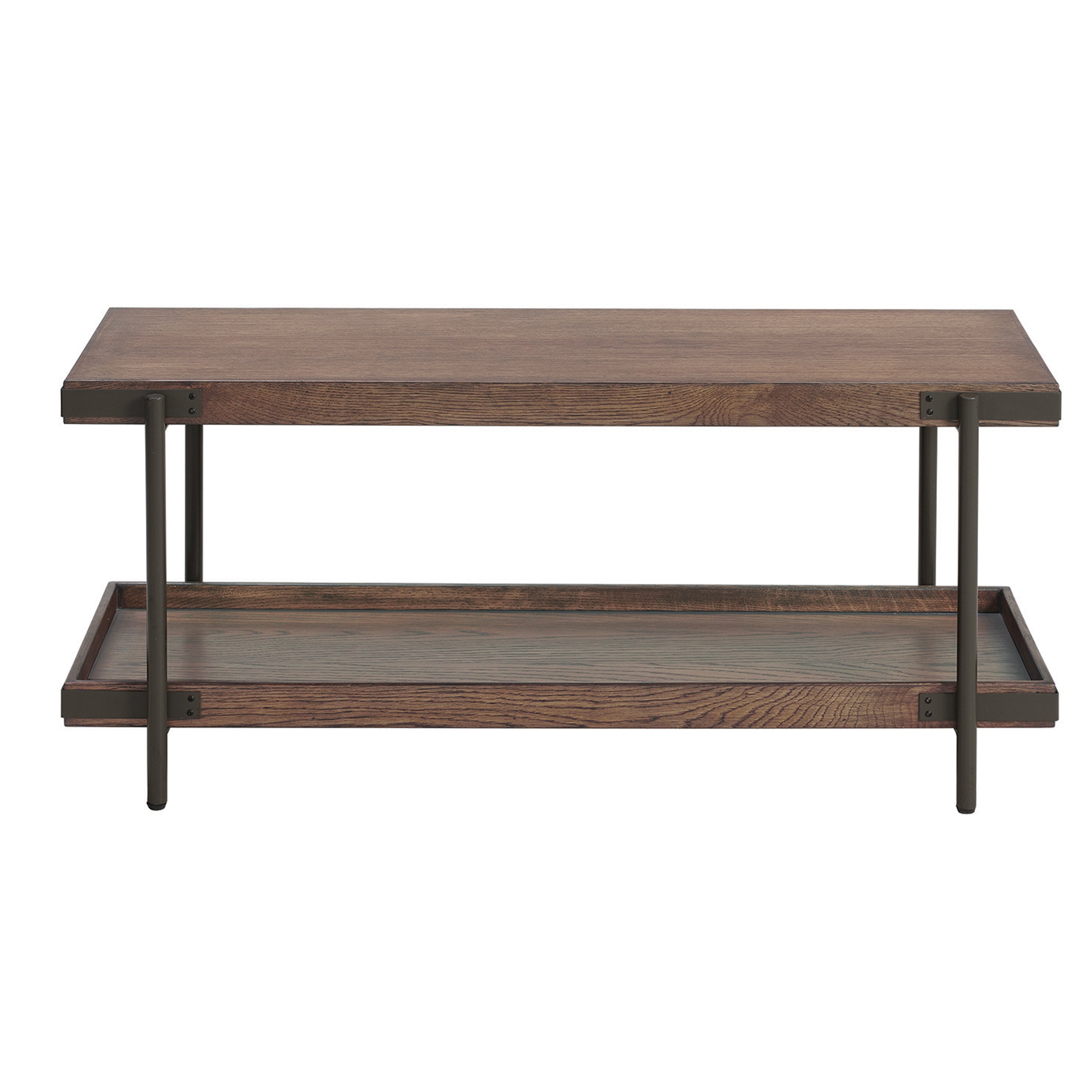 Kyra 42"L Oak and Metal Bench with Shelf