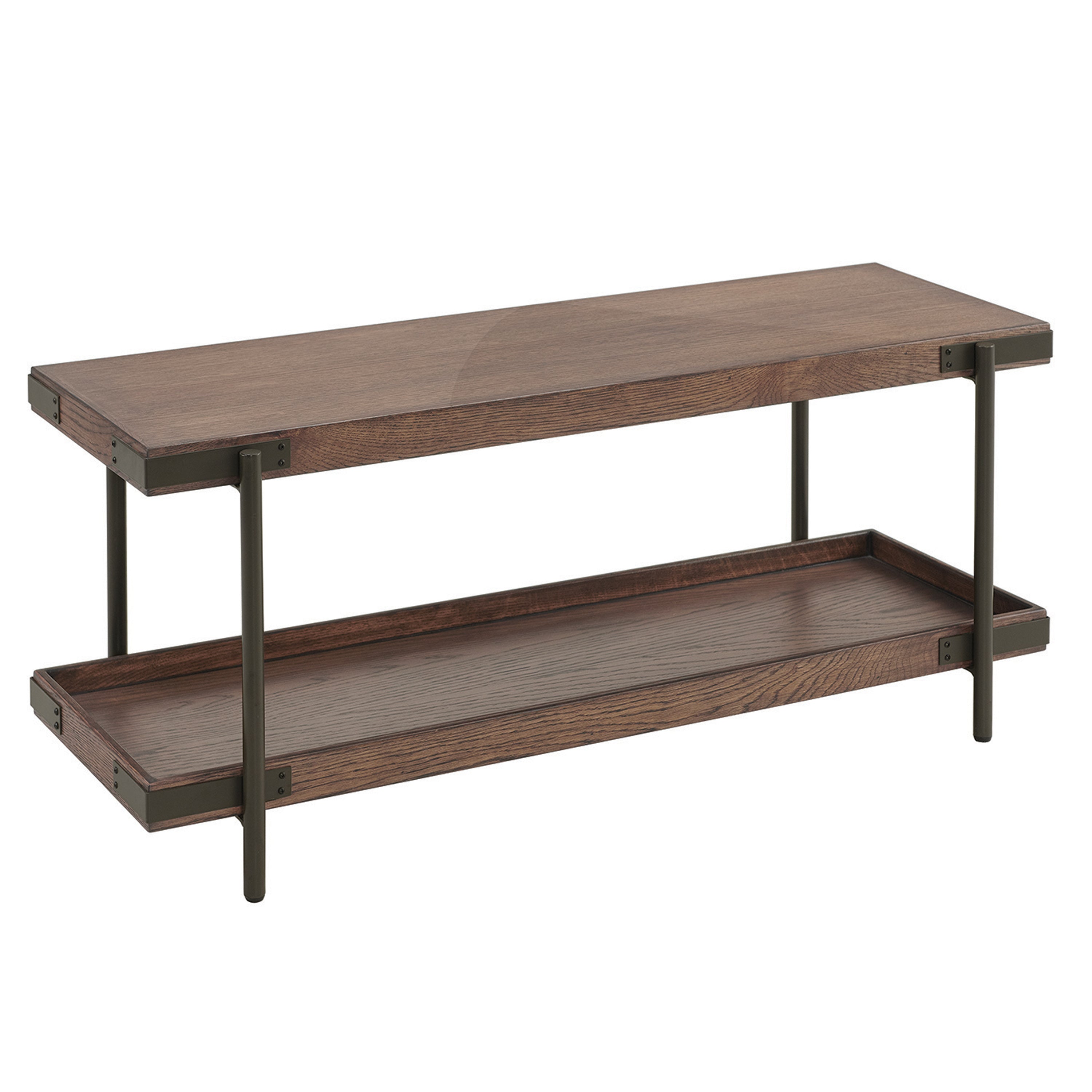 Kyra 42"L Oak and Metal Bench with Shelf