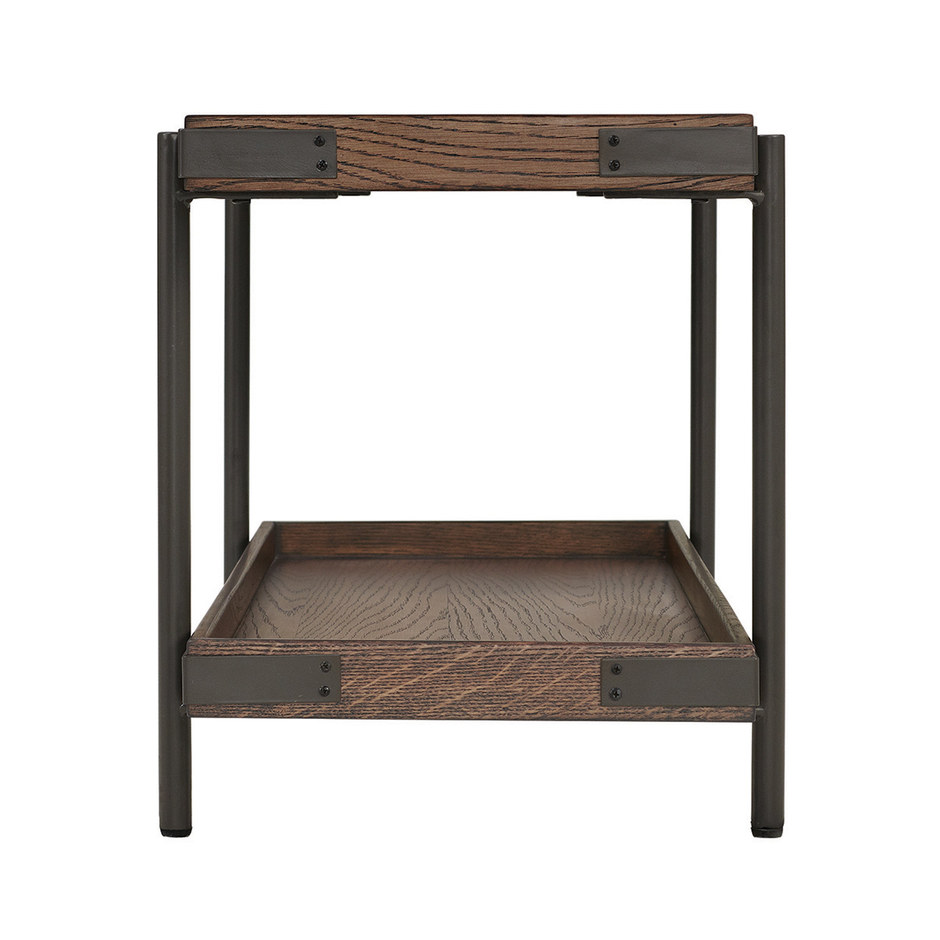 Kyra 42"L Oak and Metal Bench with Shelf