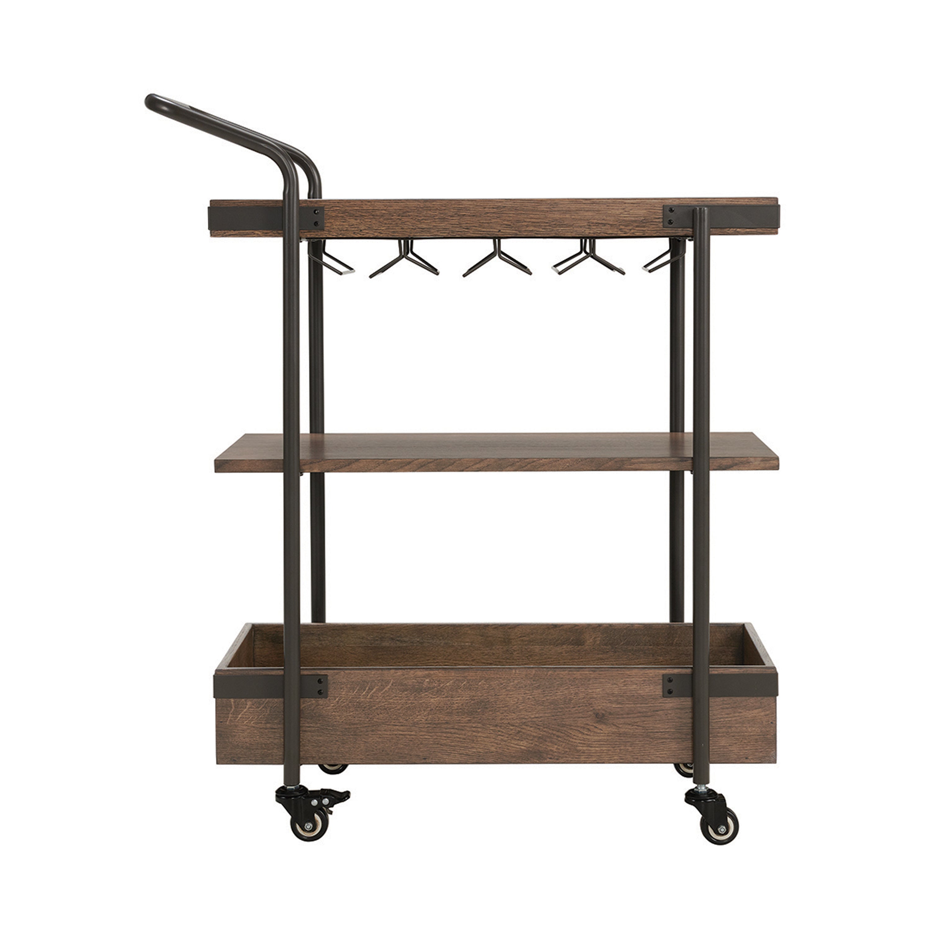 Kyra 32"L Oak and Metal Bar Cart
