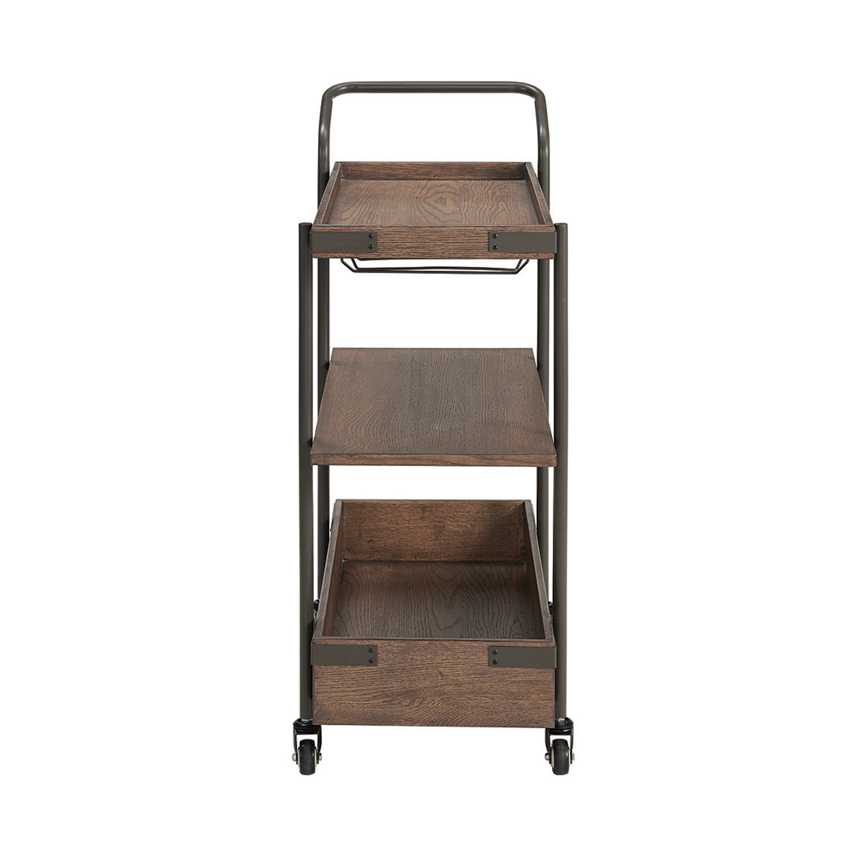 Kyra 32"L Oak and Metal Bar Cart