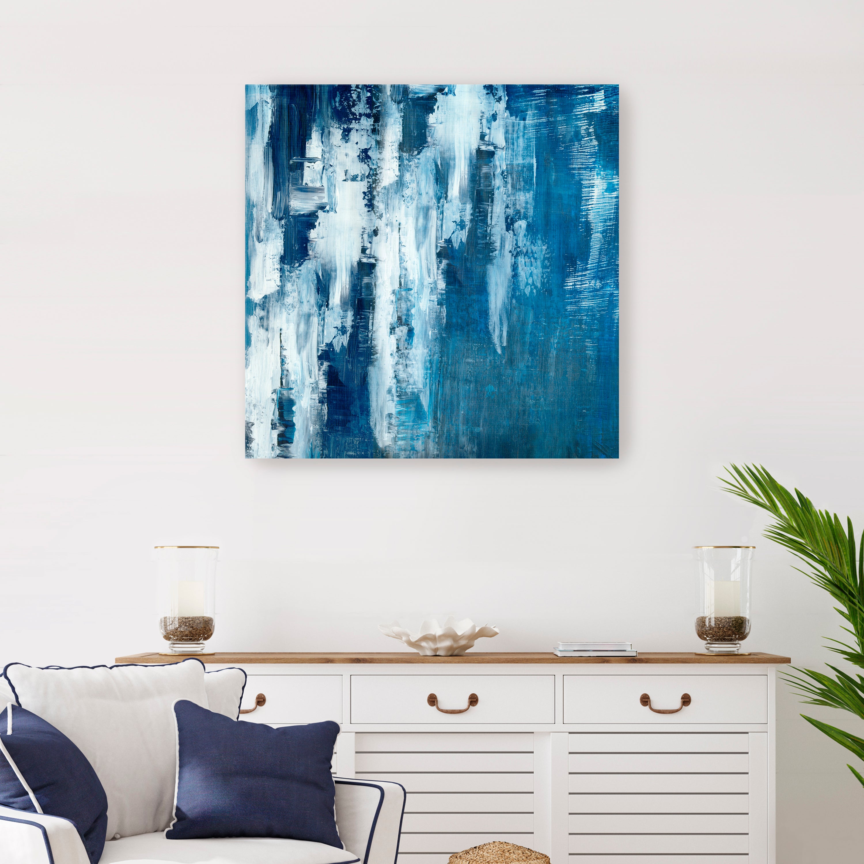 Frozen Cascade in Abstract Canvas Giclee