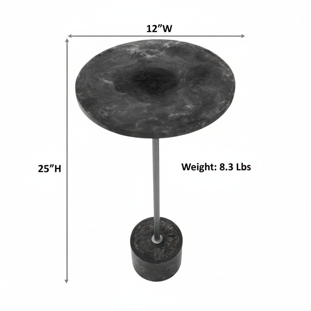 Amber Glow 25 Inch Round Resin Side Table with Nickel Base