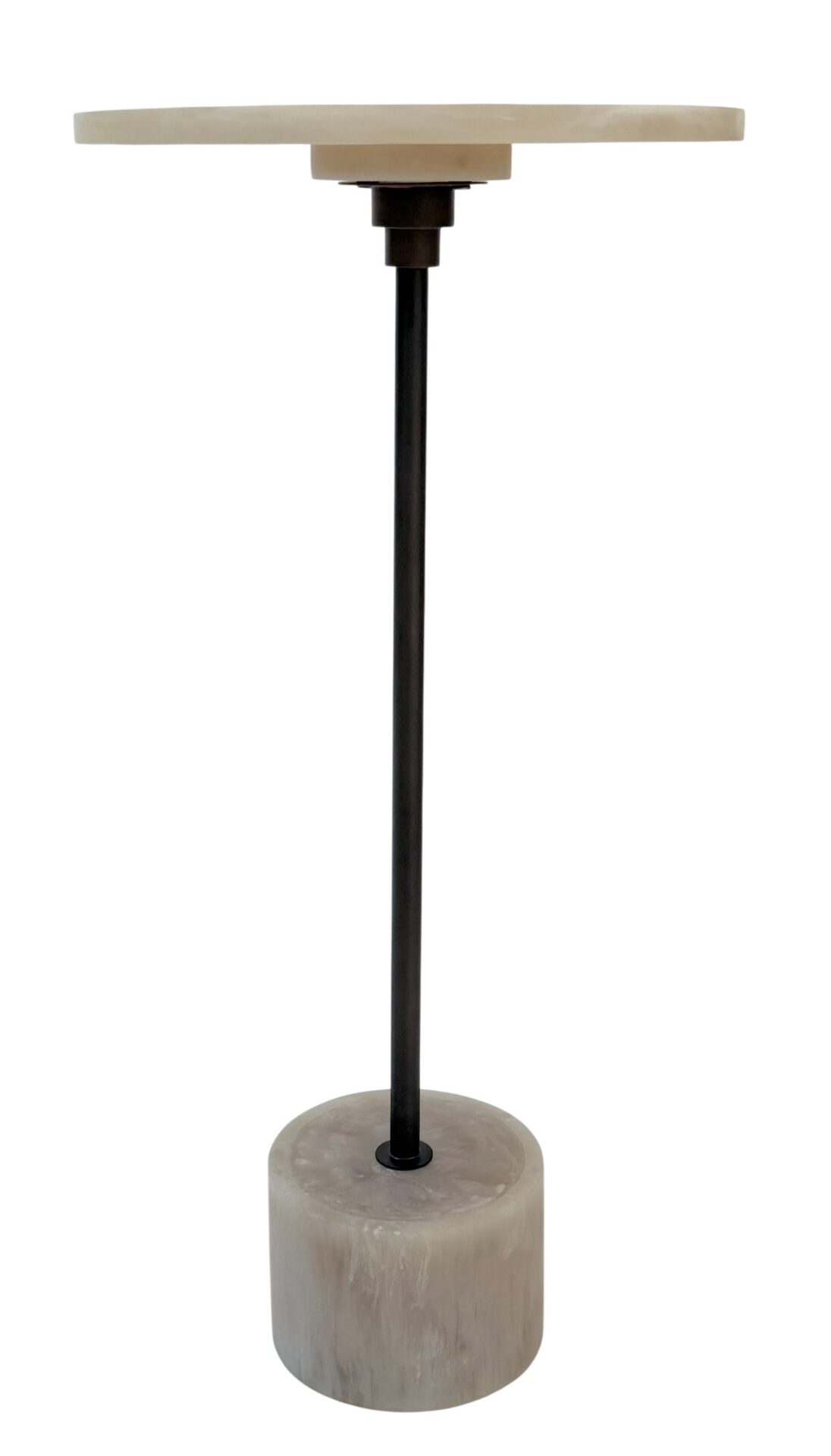 Solace Round Accent Table with Resin Top and Antique Copper Base