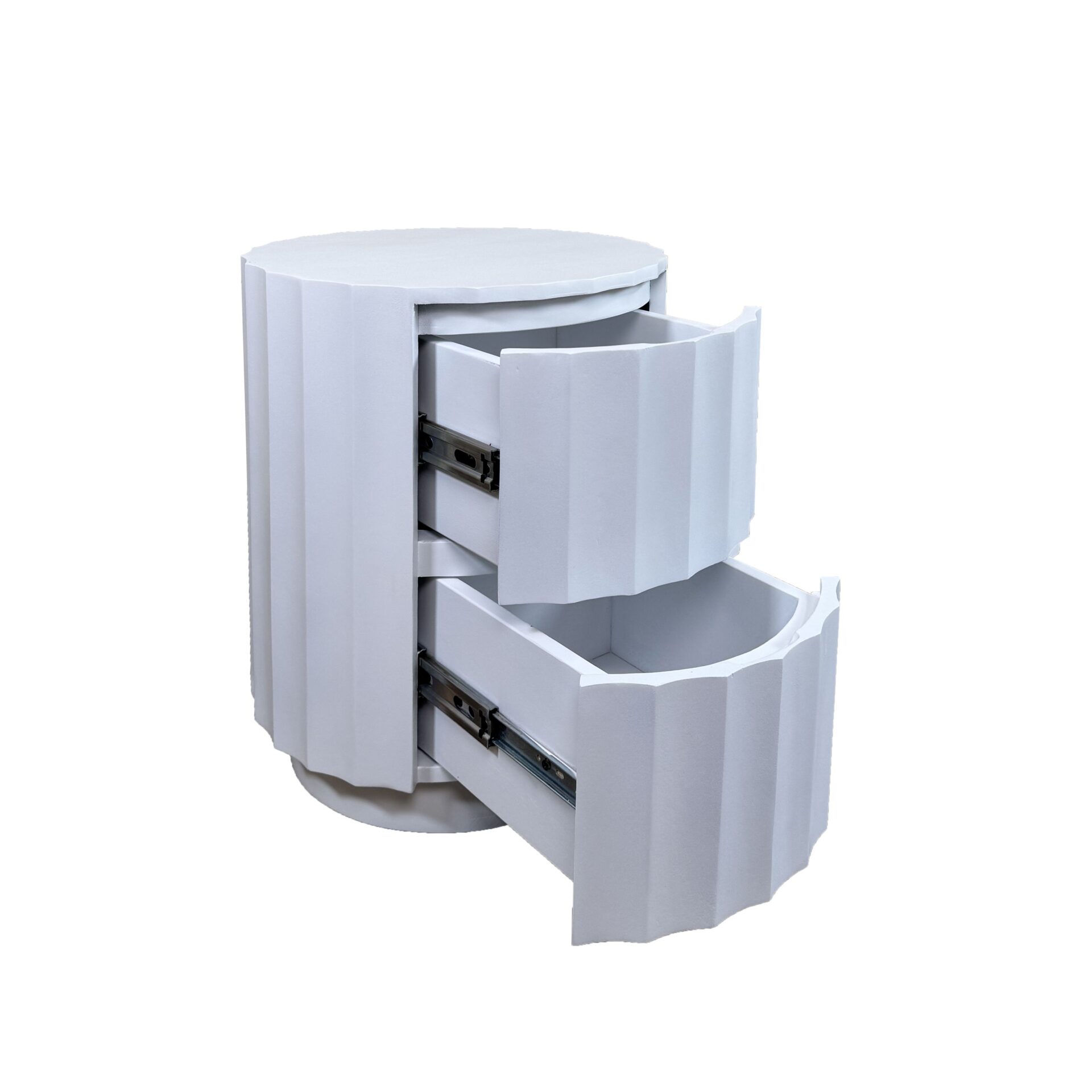 Harrison Vertical Groove Scallop Accent Table with Drawers