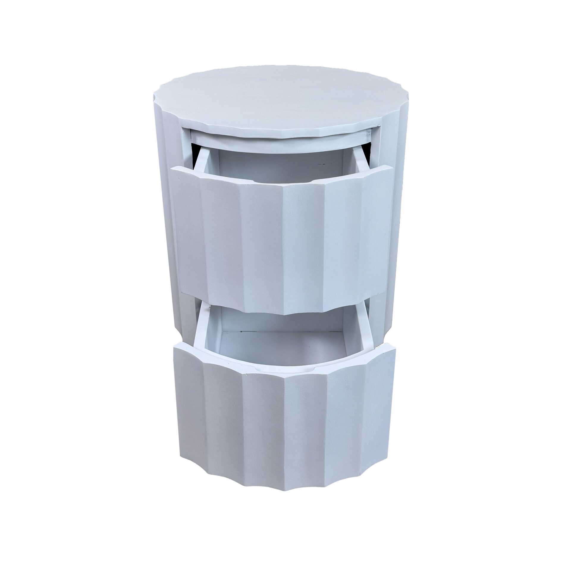 Harrison Vertical Groove Scallop Accent Table with Drawers