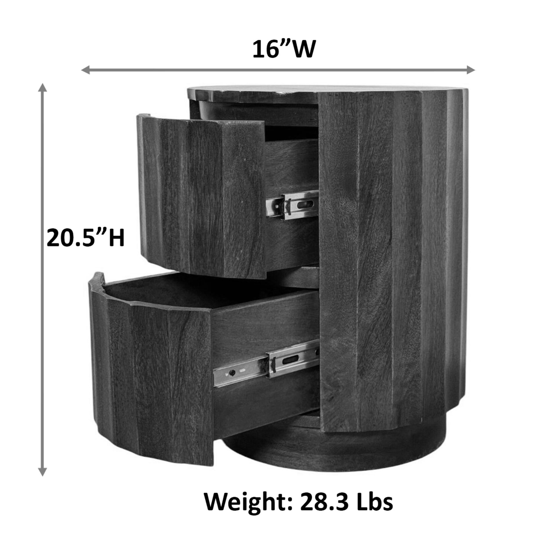 Harrison Vertical Groove Scallop Accent Table with Drawers