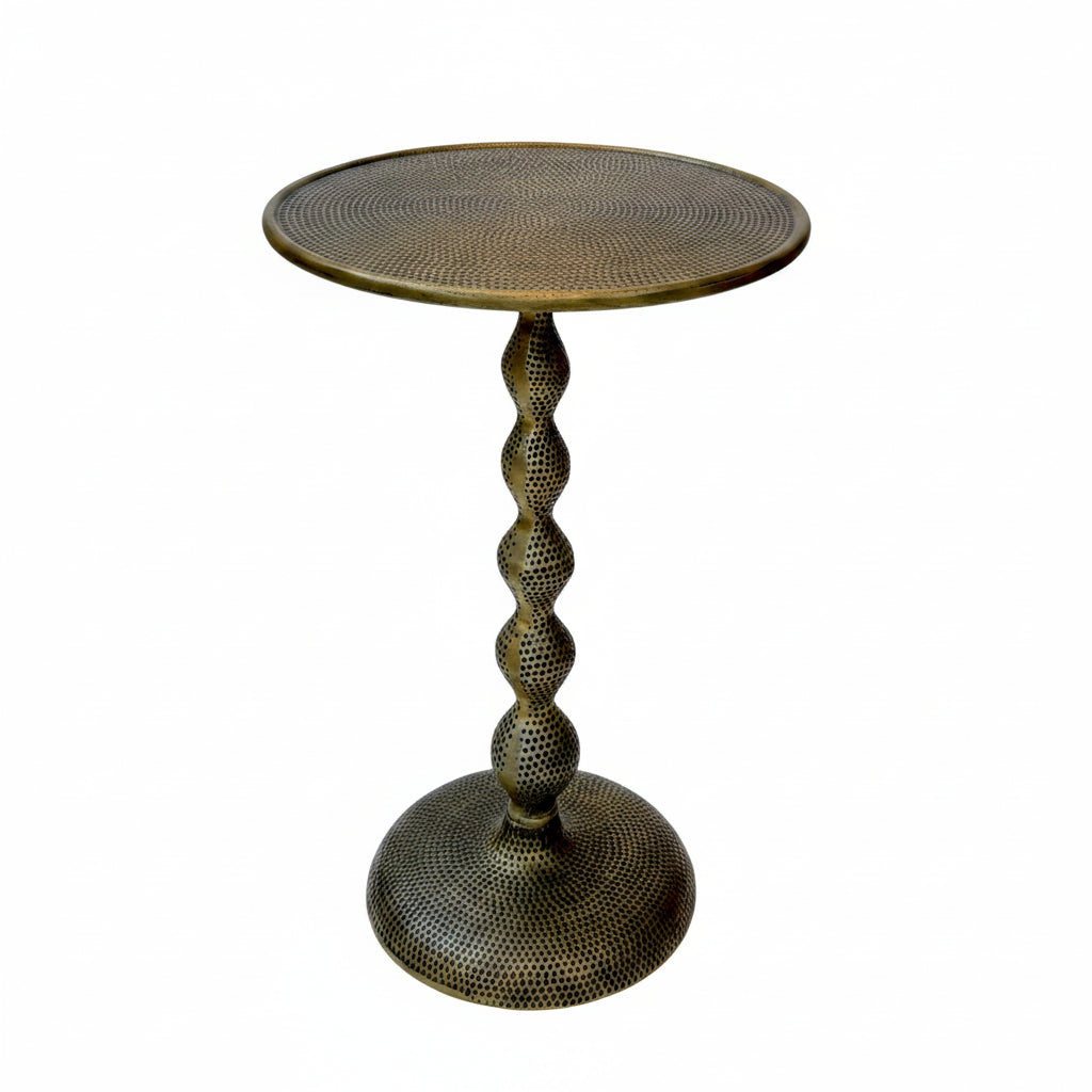 Hammered Dimple Round Metal Side Table