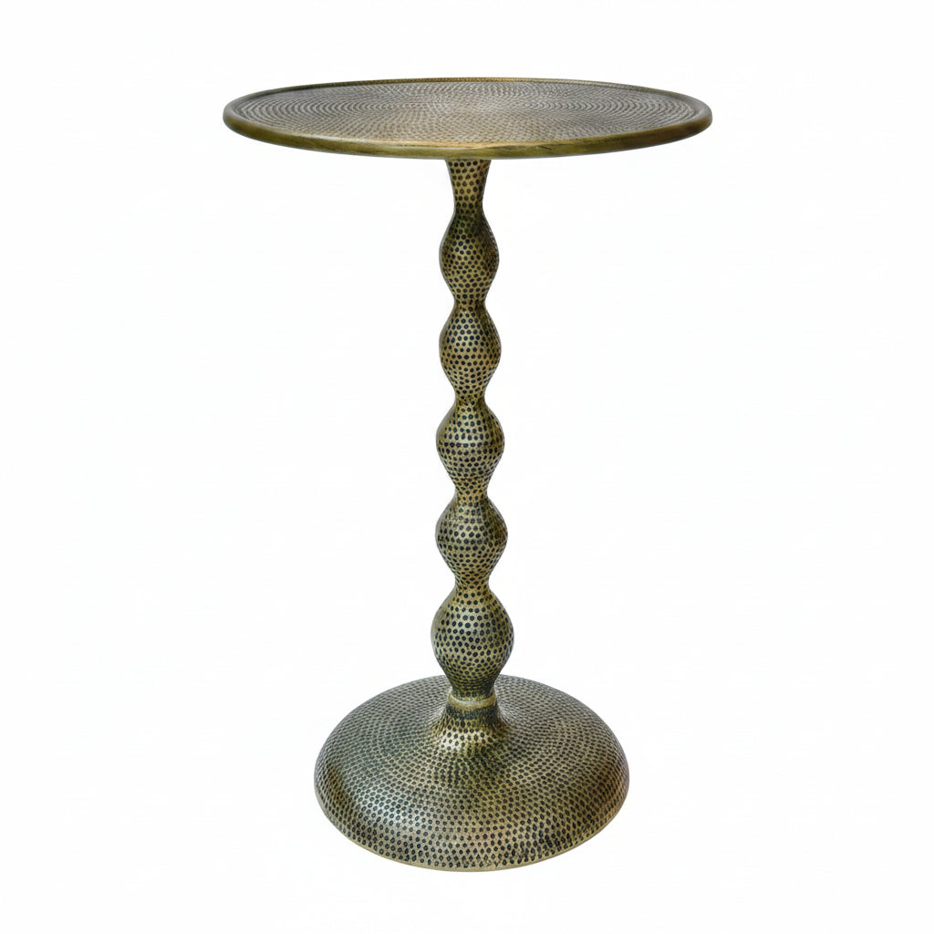 Hammered Dimple Round Metal Side Table