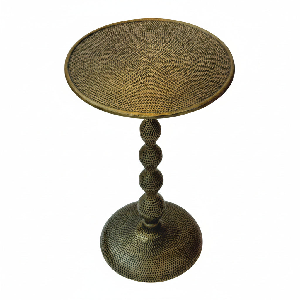 Hammered Dimple Round Metal Side Table