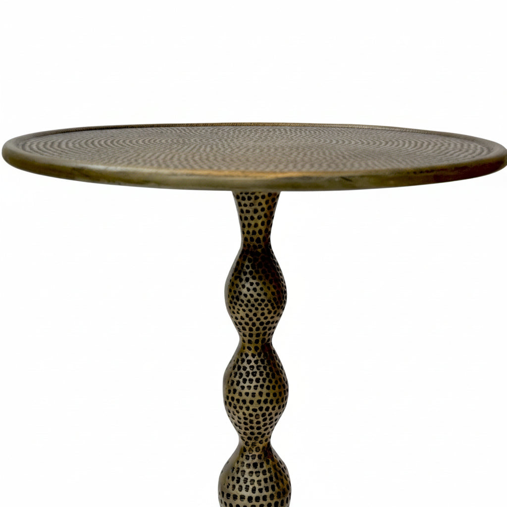 Hammered Dimple Round Metal Side Table