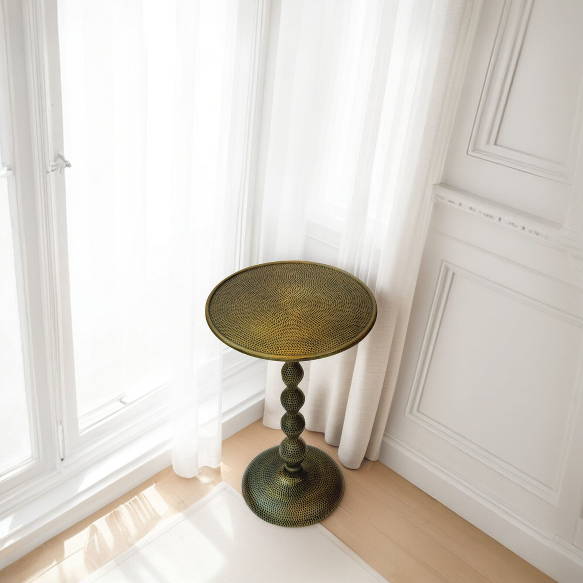 Hammered Dimple Round Metal Side Table