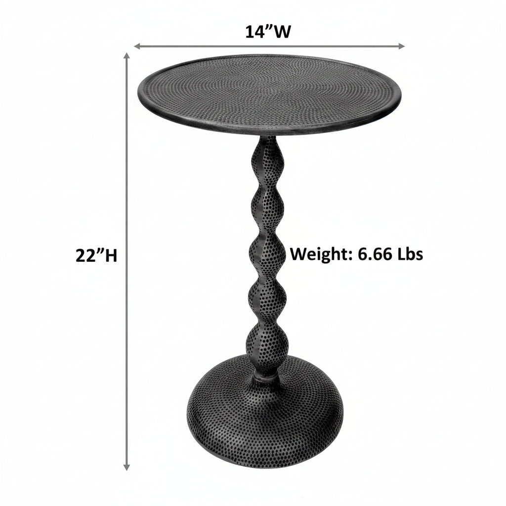 Hammered Dimple Round Metal Side Table