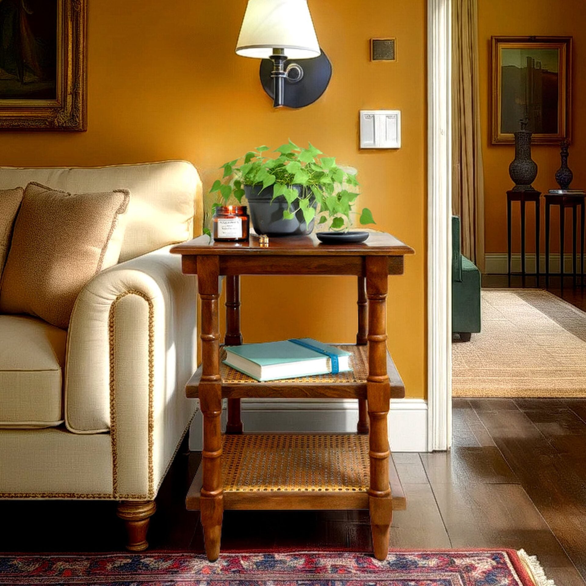 Chesterfield Mango Wood Side Table Chestnut