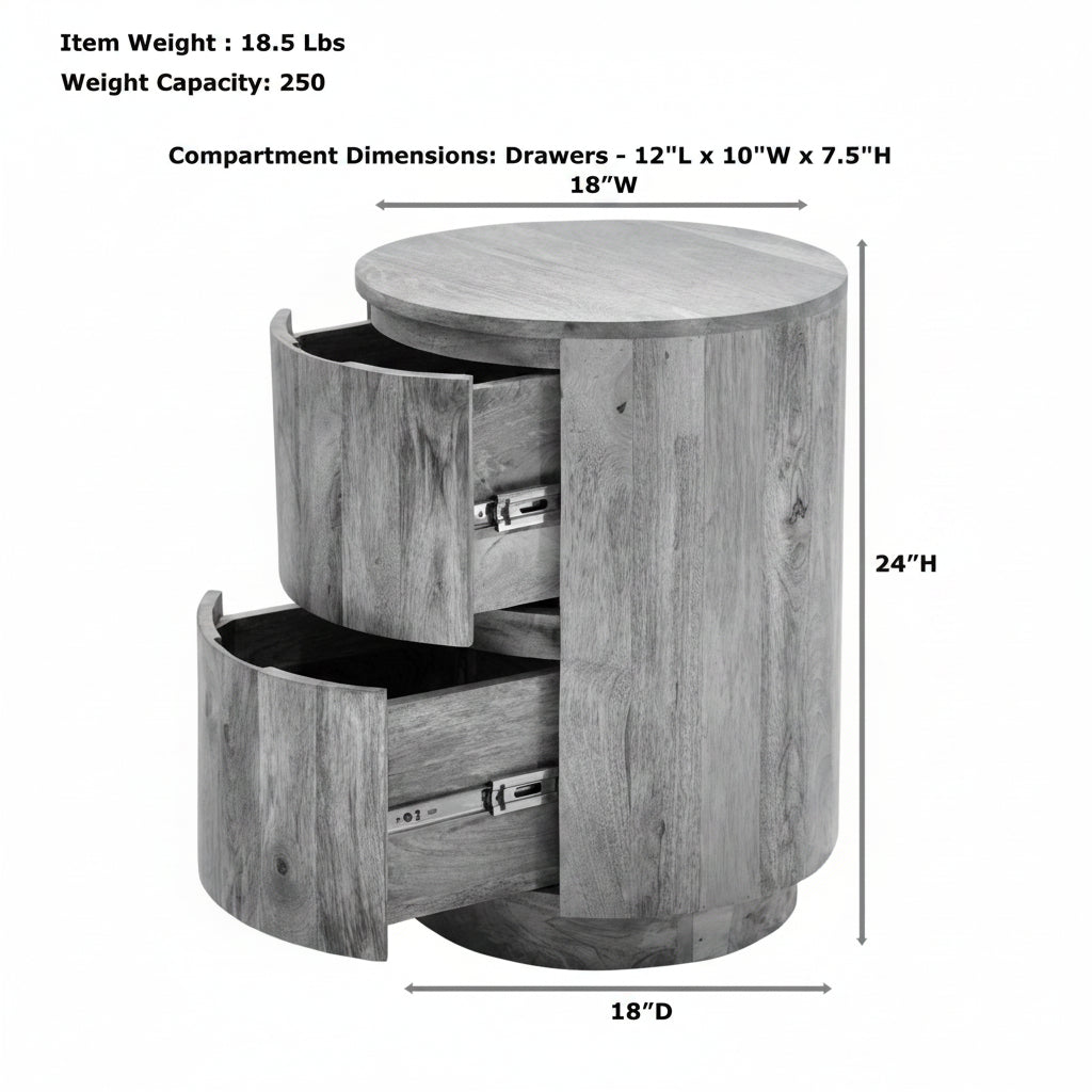 Kingston 2-Drawer Round Accent Table Natural