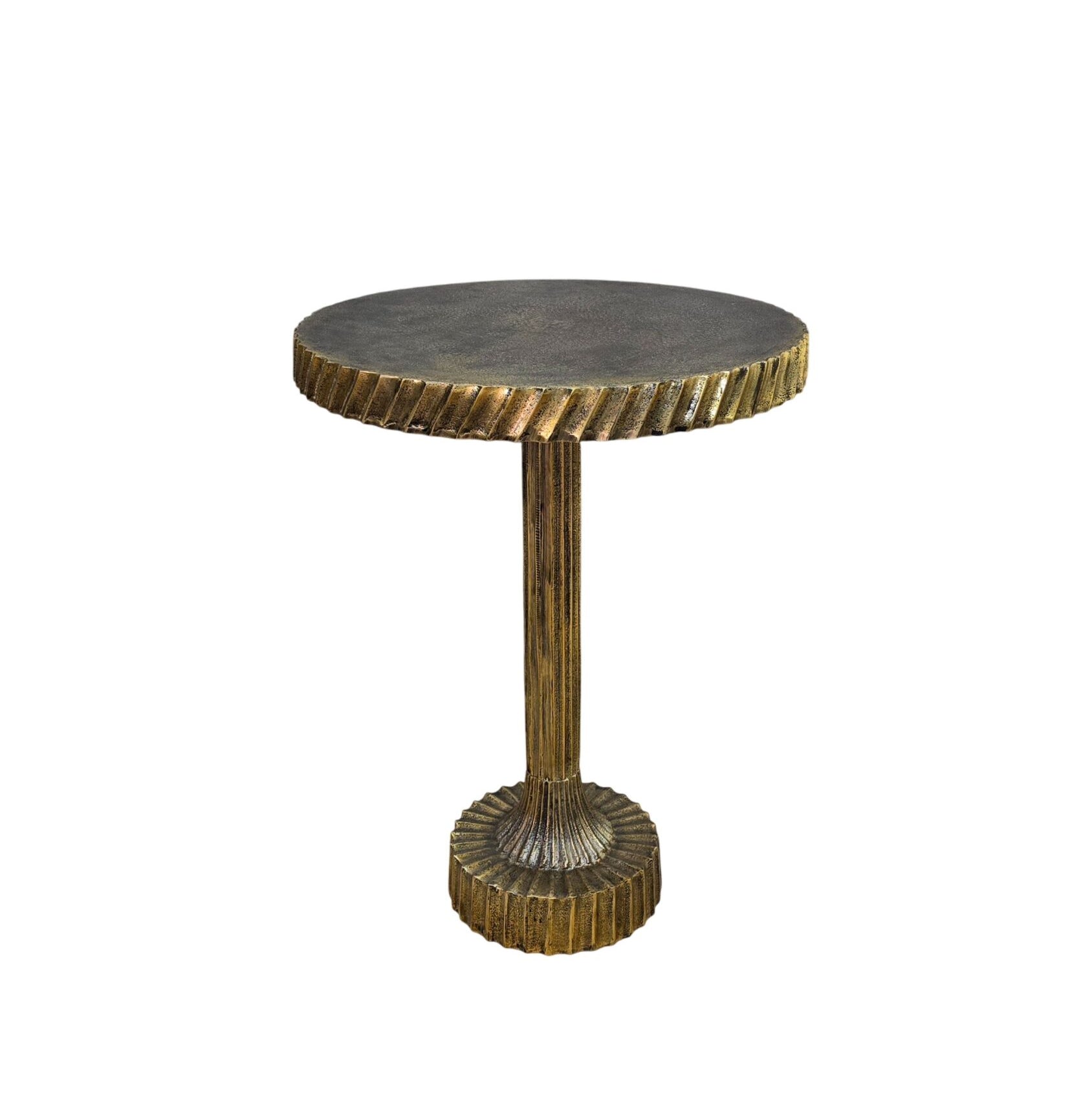 Luxe Round Accent Table in Antique Gold Aluminum