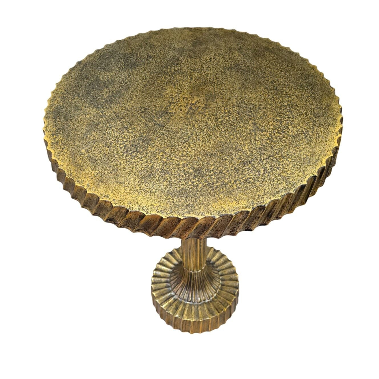 Luxe Round Accent Table in Antique Gold Aluminum