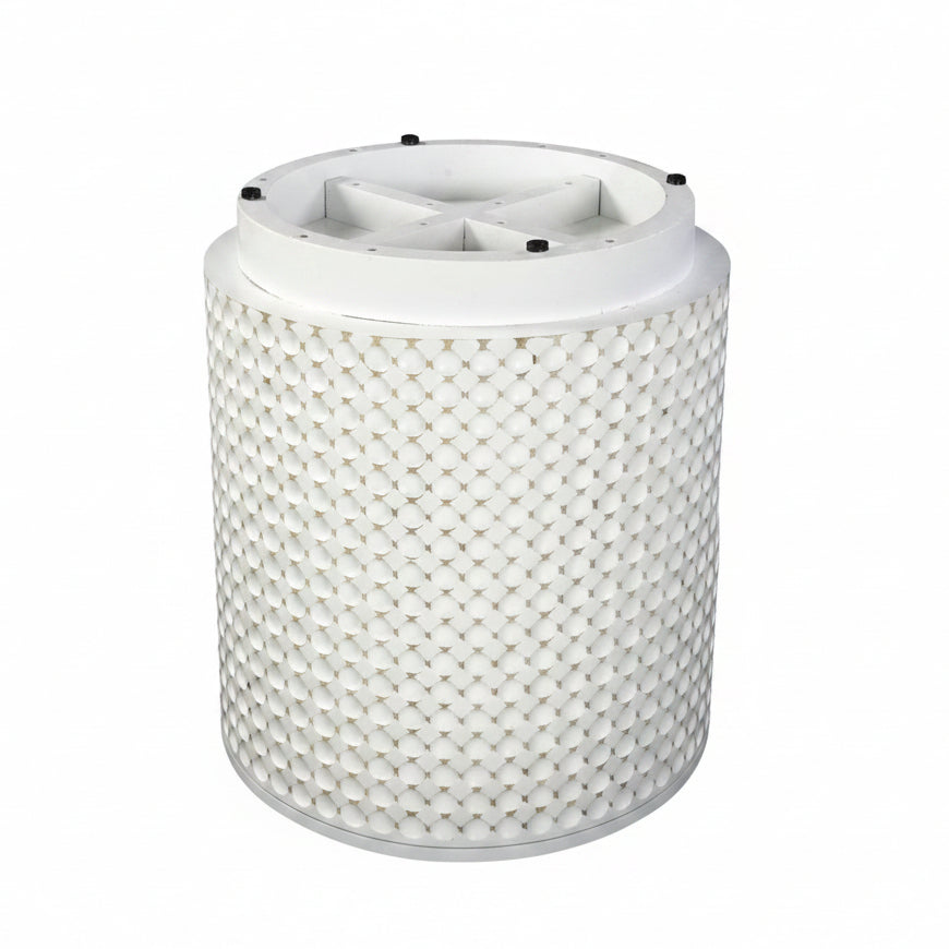 20" Round Dimple Accent Table Whitewash Finish