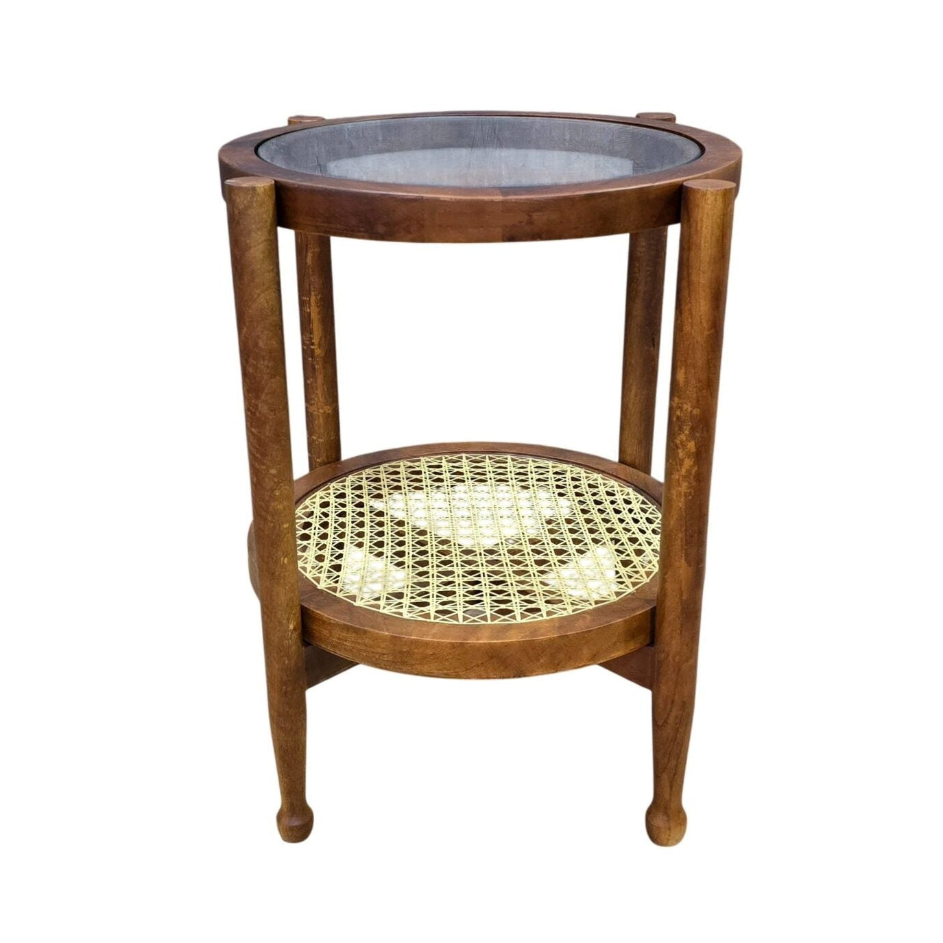 21" Hyacinth Round Accent Table Honey Finish