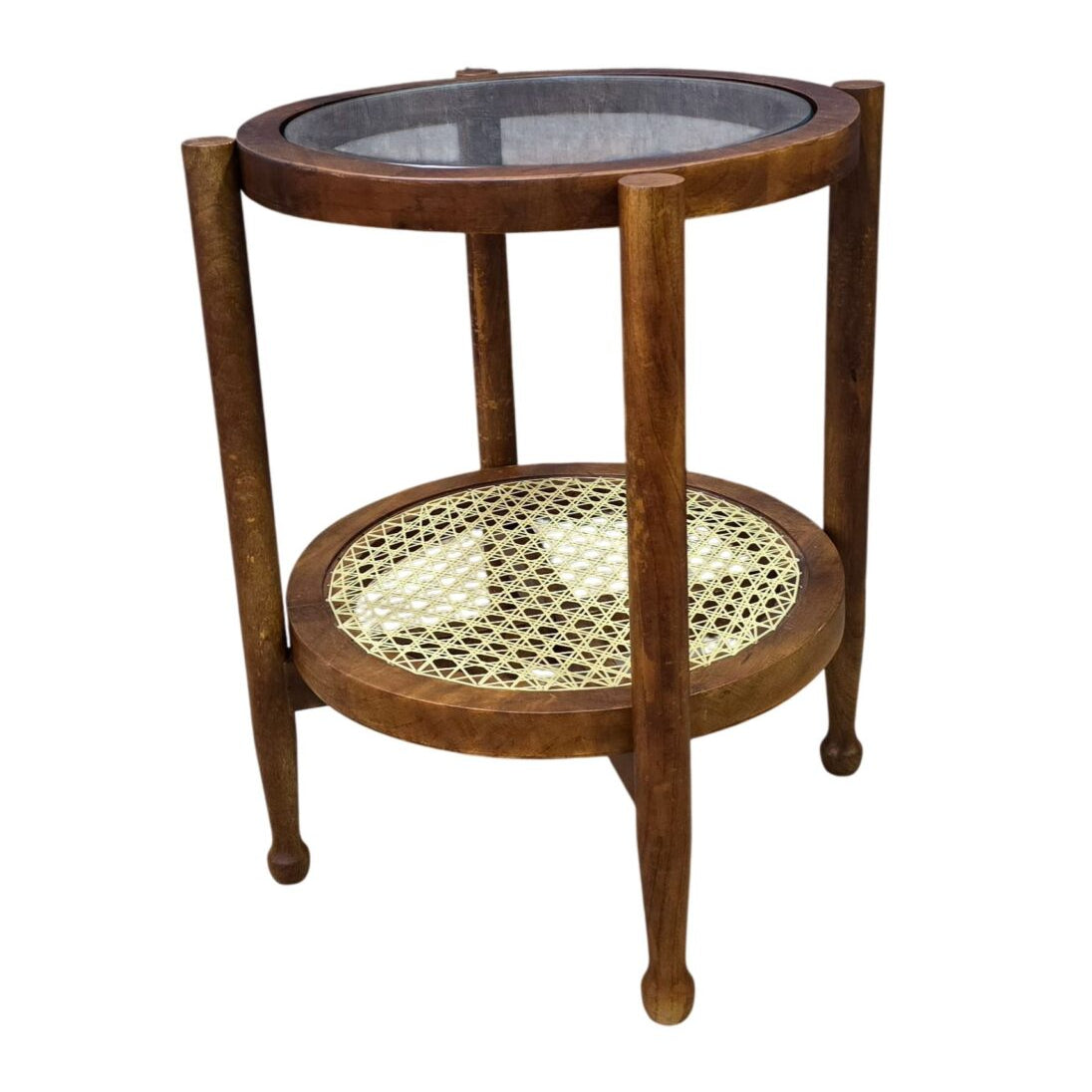 21" Hyacinth Round Accent Table Honey Finish