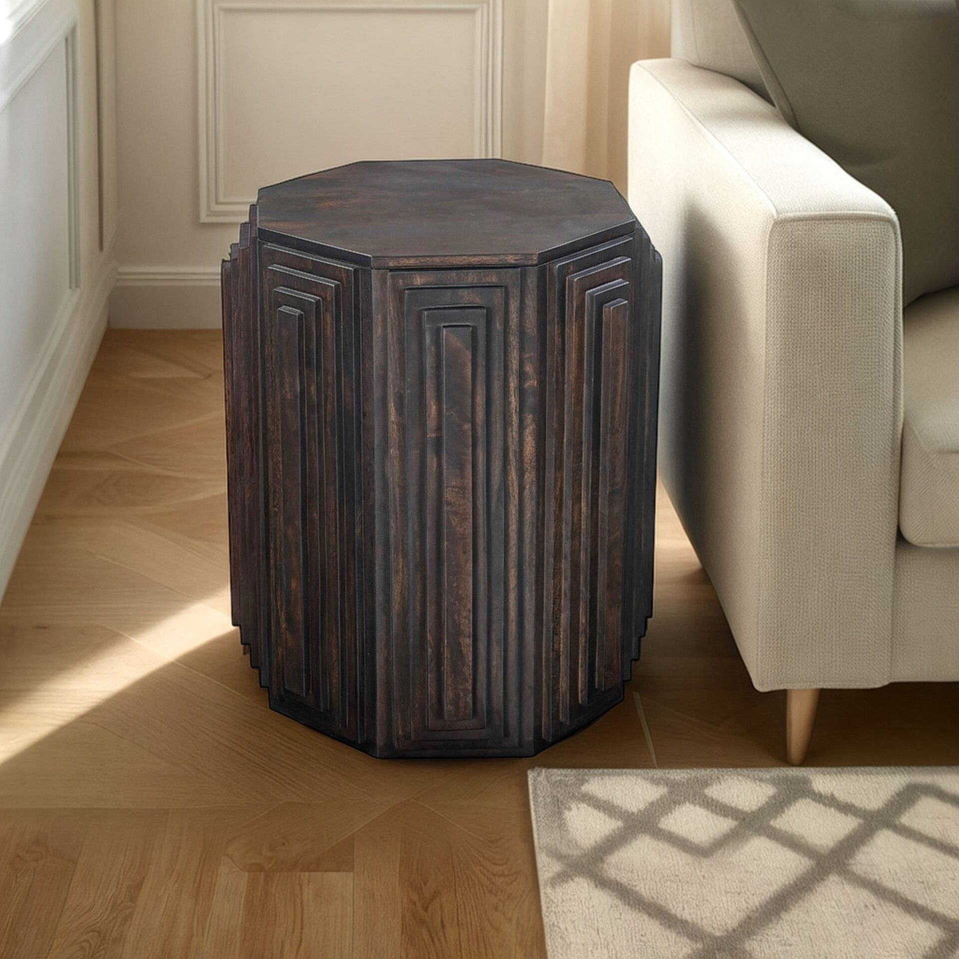 Octagonal Mango Wood Side Table