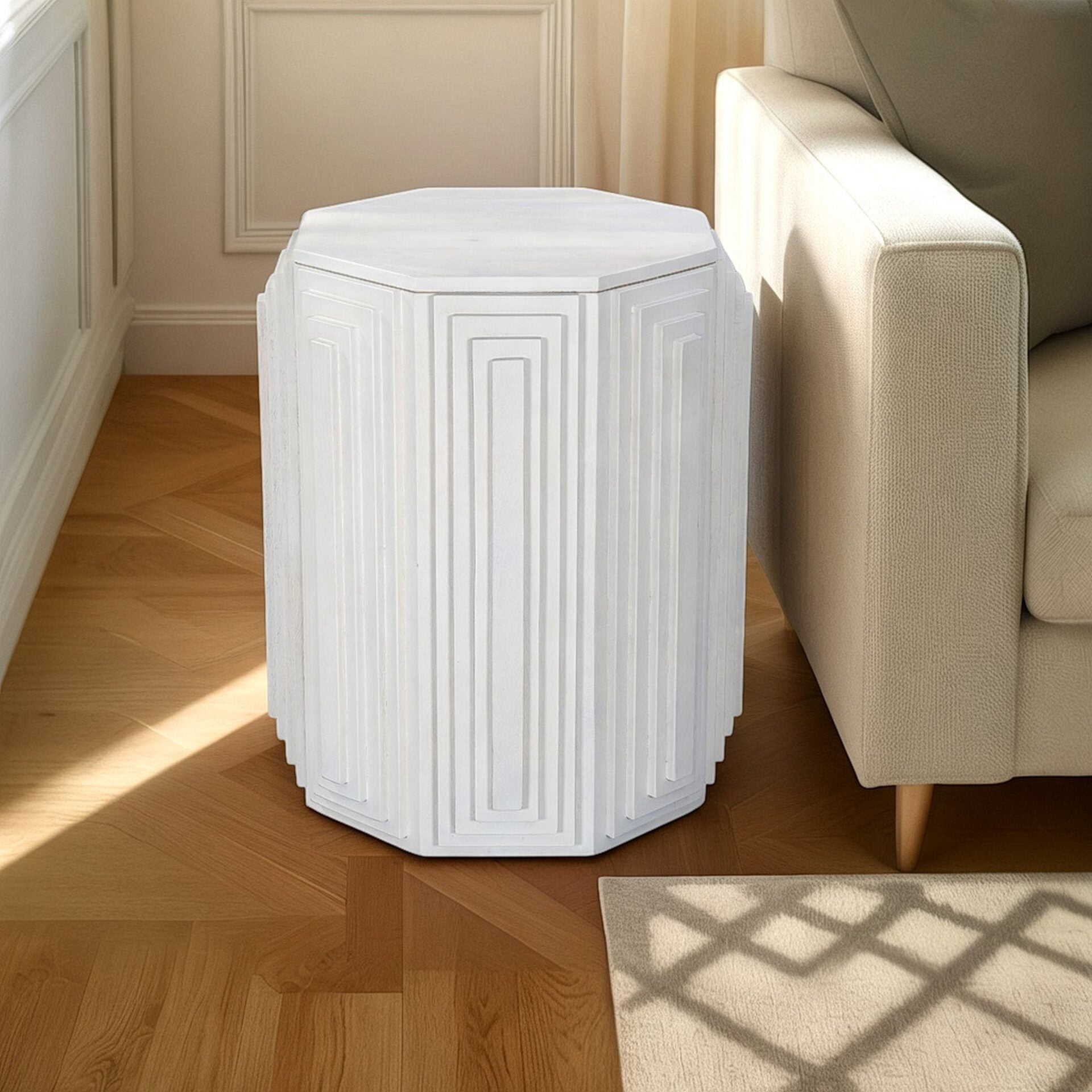 Octagonal Mango Wood Side Table