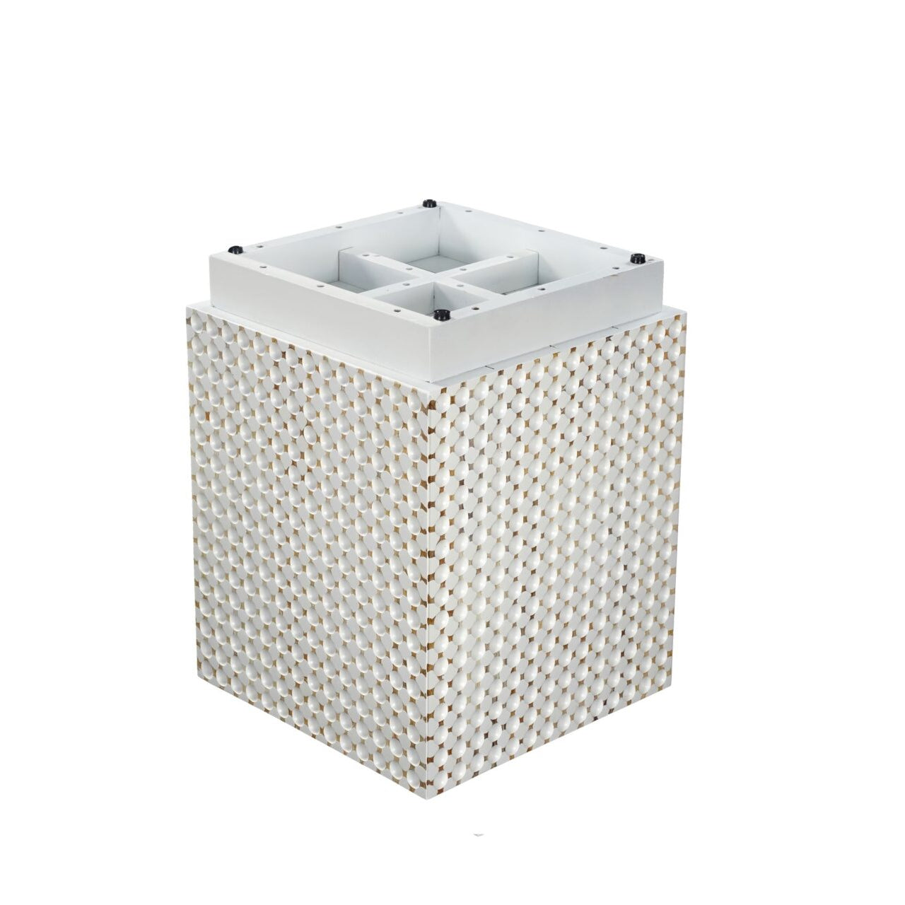 18" Square Dimple Accent Table Whitewash